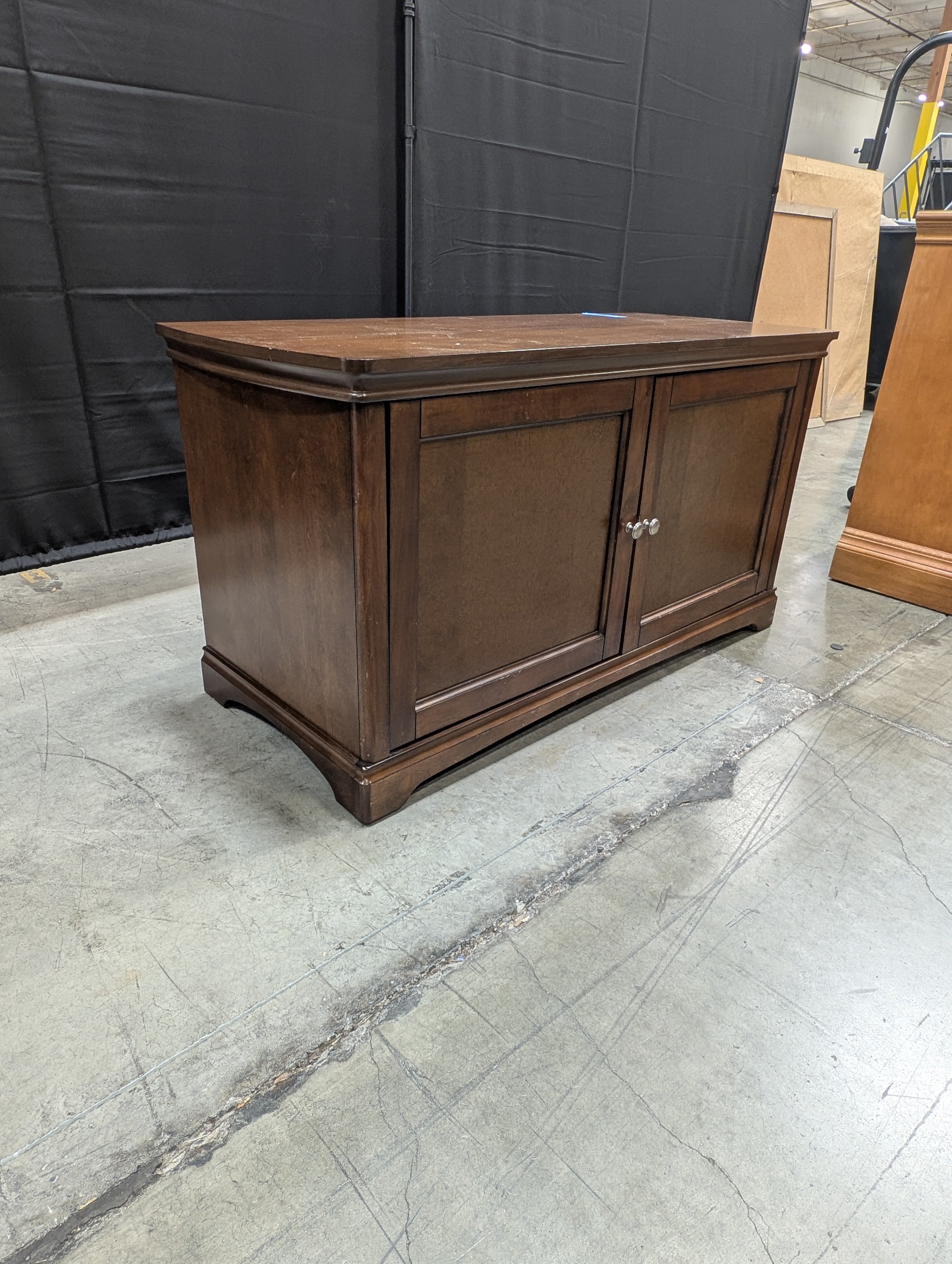 Rich Brown Wood Storage Console Cabinet with Doors