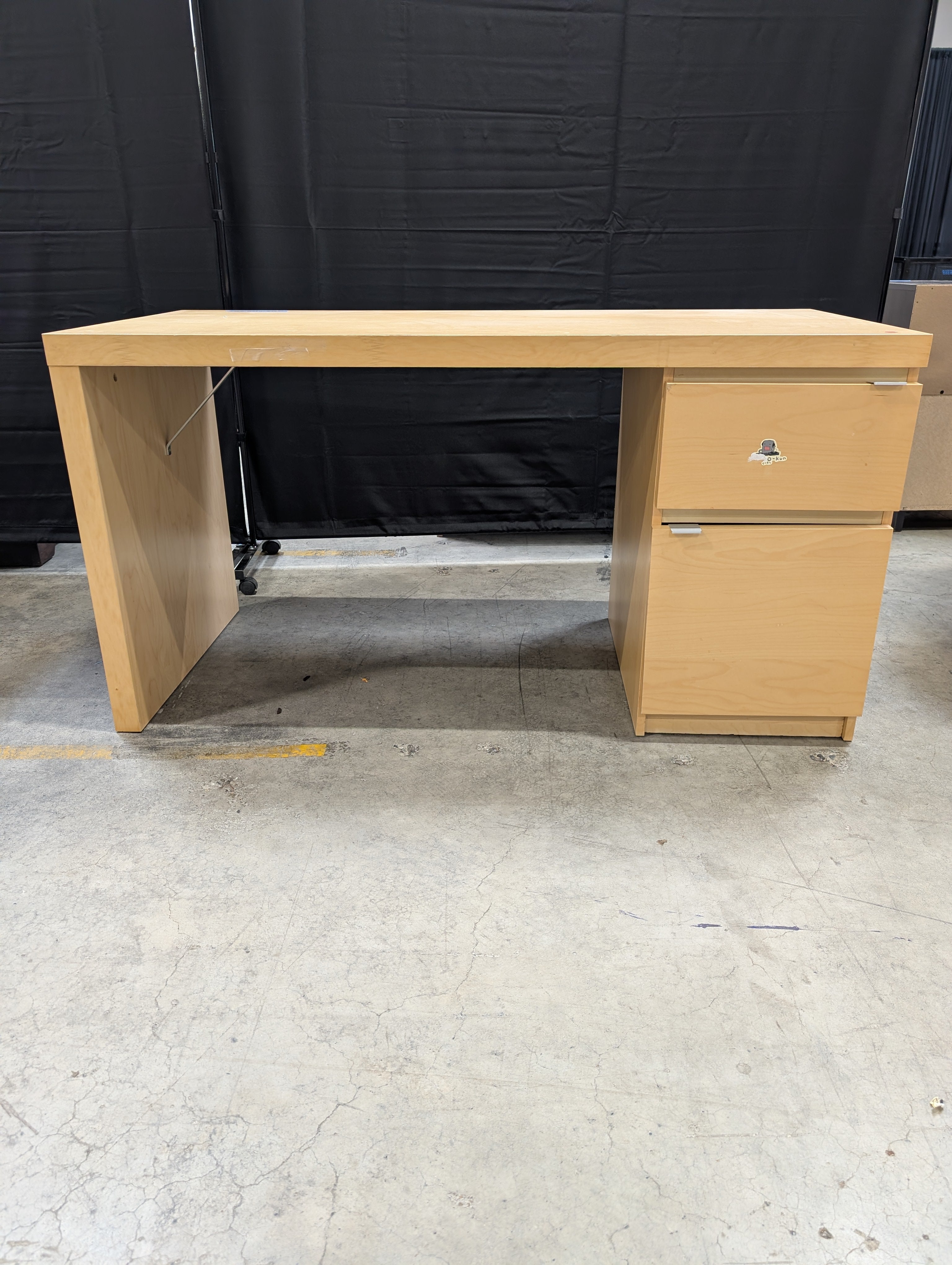 Minimalist Two-Drawer Desk in Light Wood