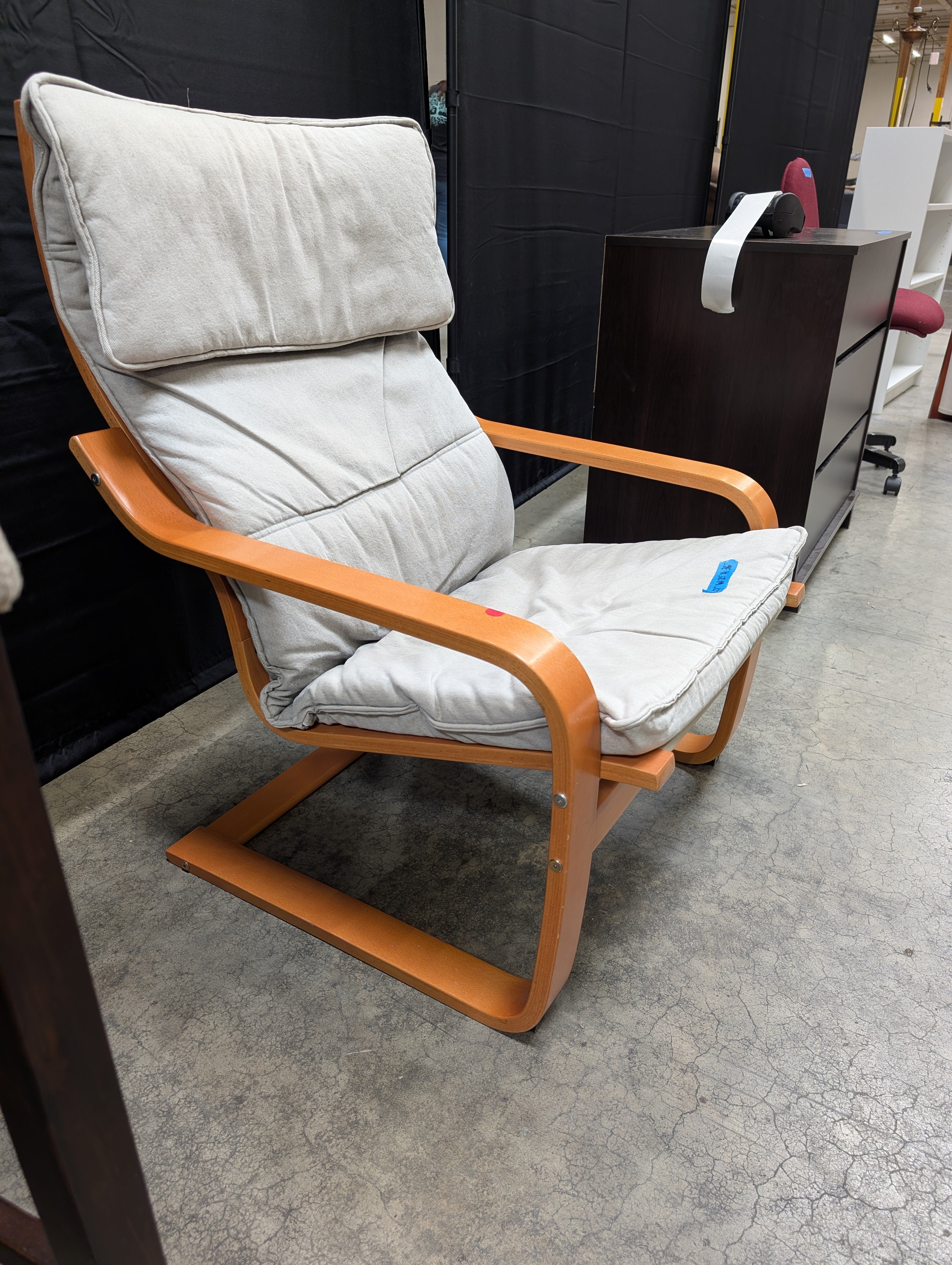 Bentwood Lounge Armchair with Grey Cushions