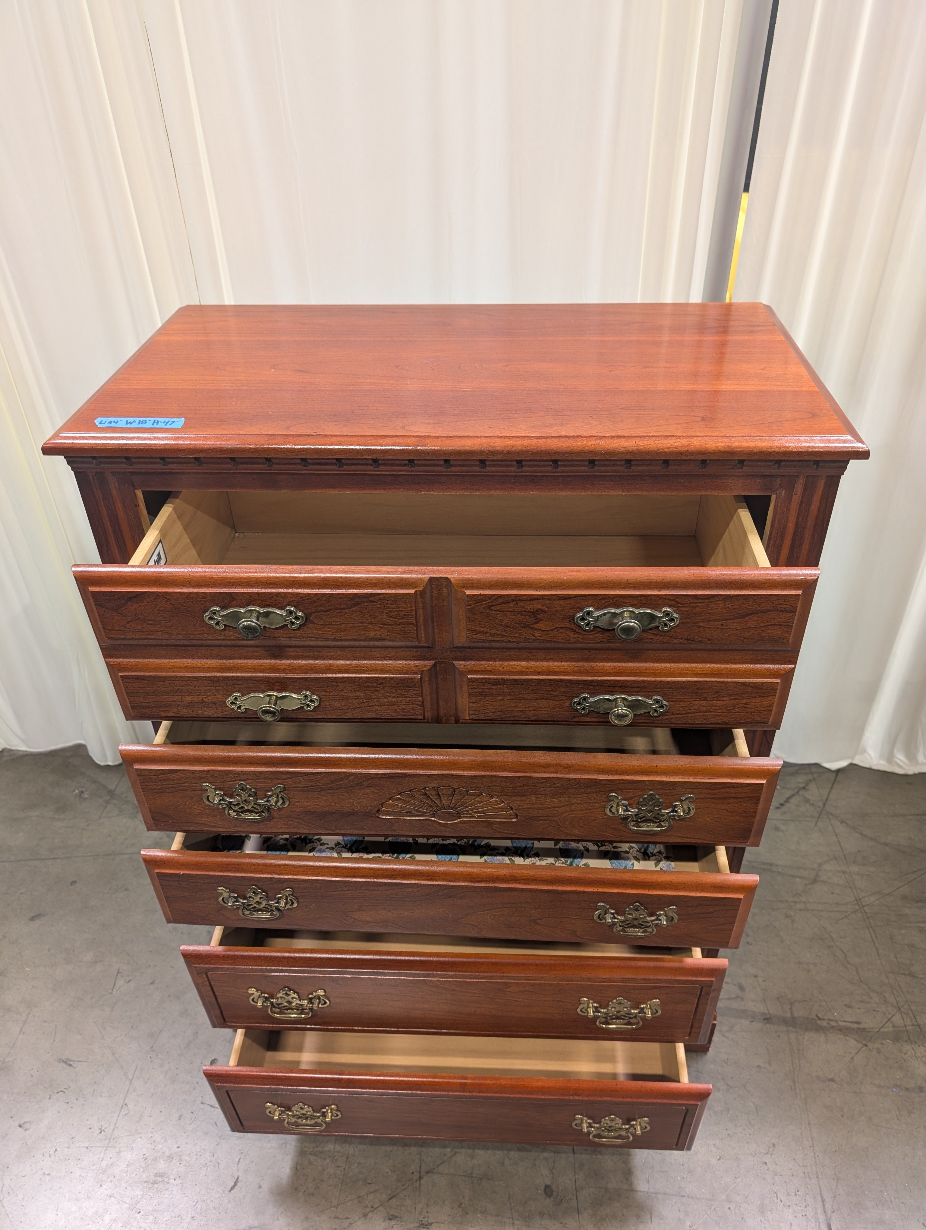 Traditional Cherry Wood Dresser with Brass Pulls