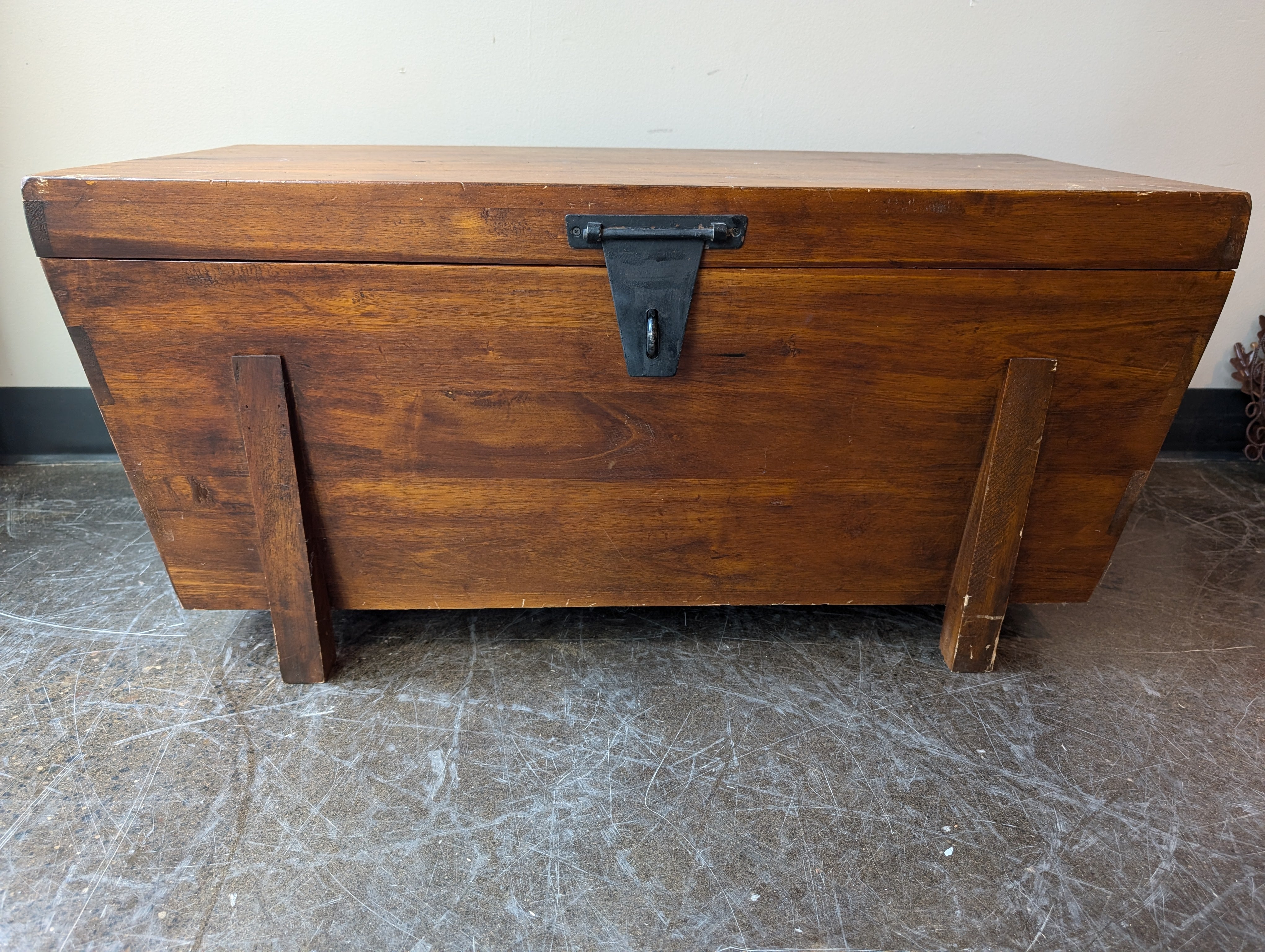 Rustic Brown Wood Storage Box with Metal Handle