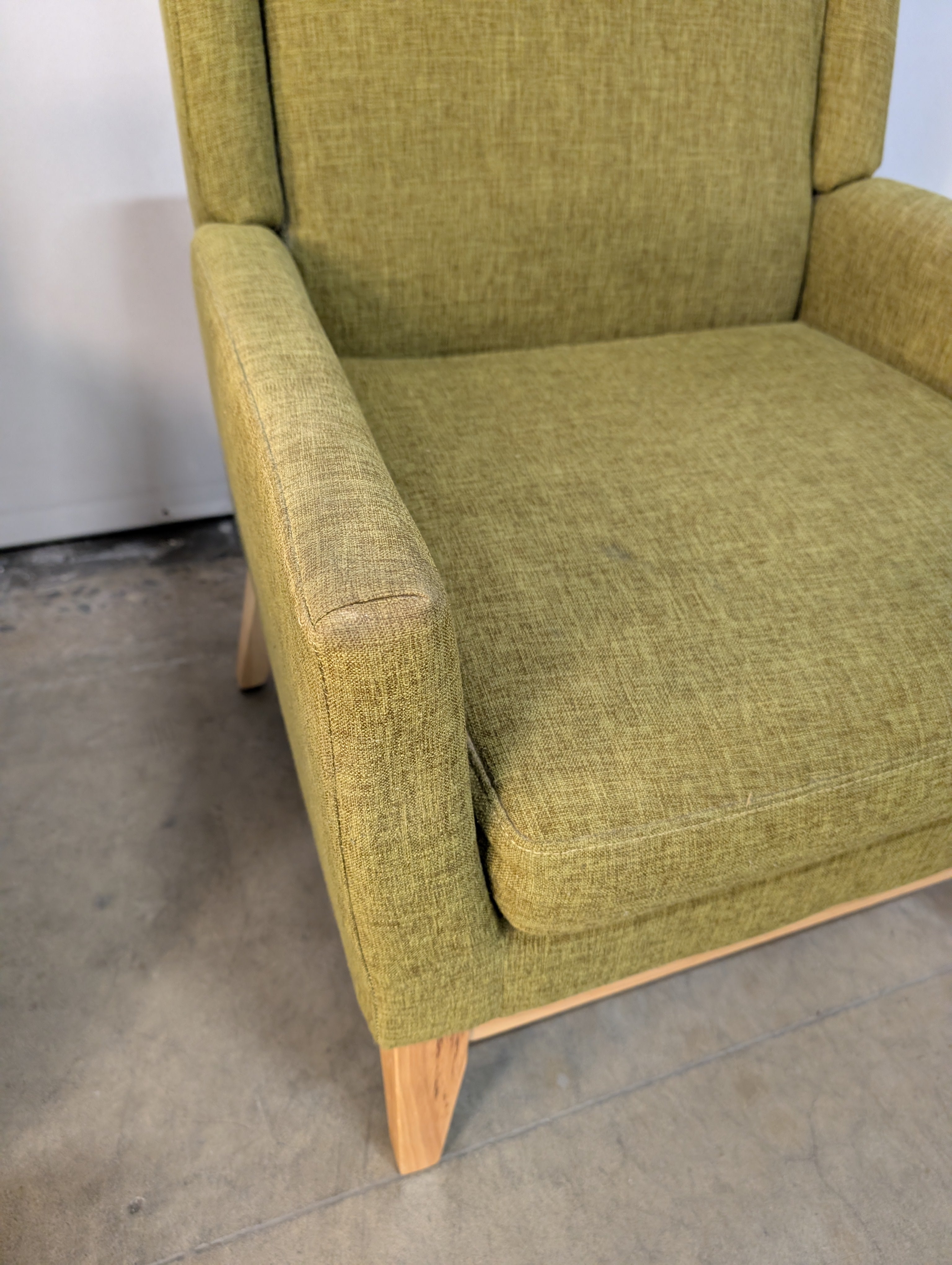 Olive Green Upholstered Wingback Chair