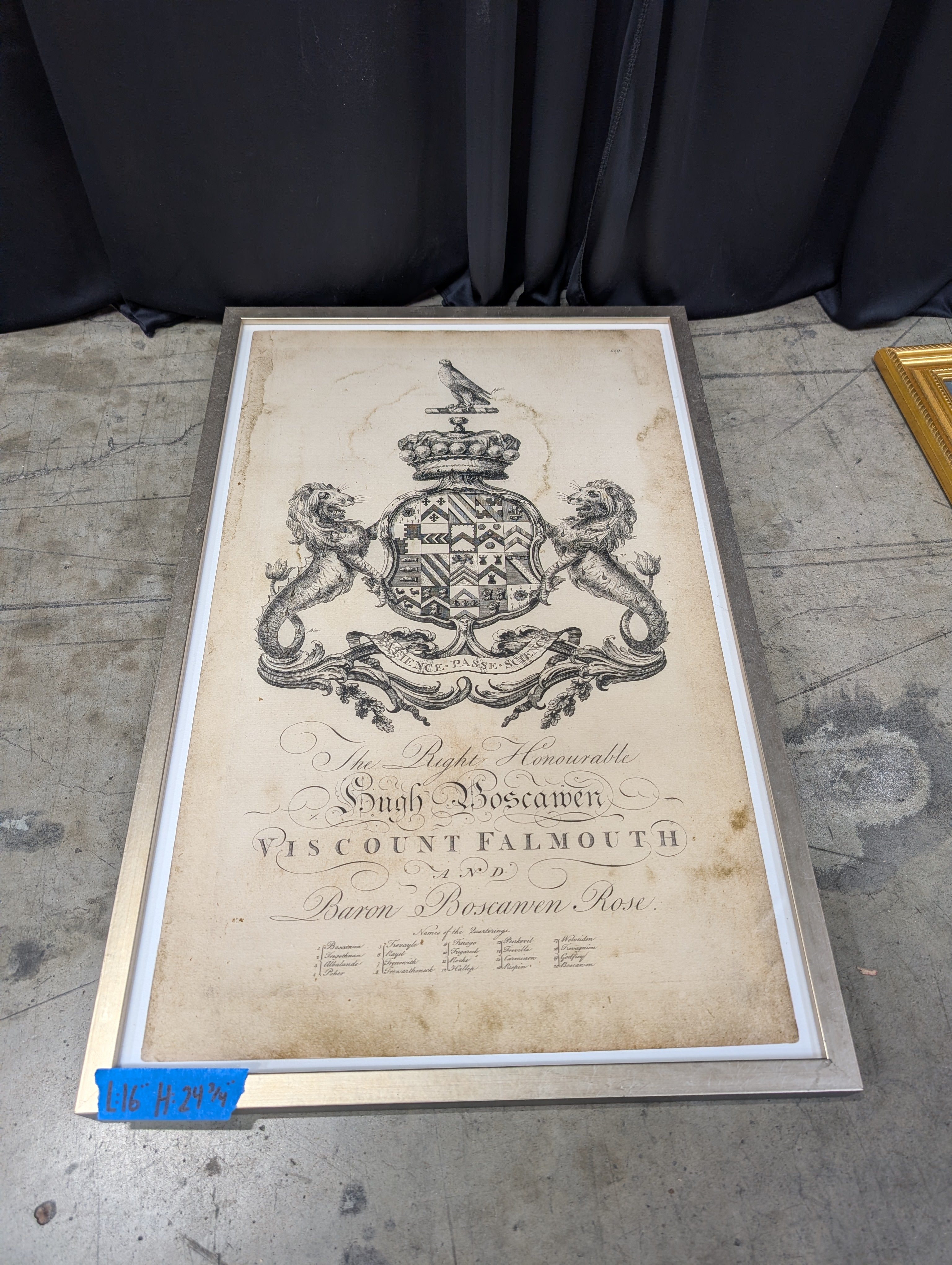 Heraldic Viscount Falmouth Framed Print in Metal