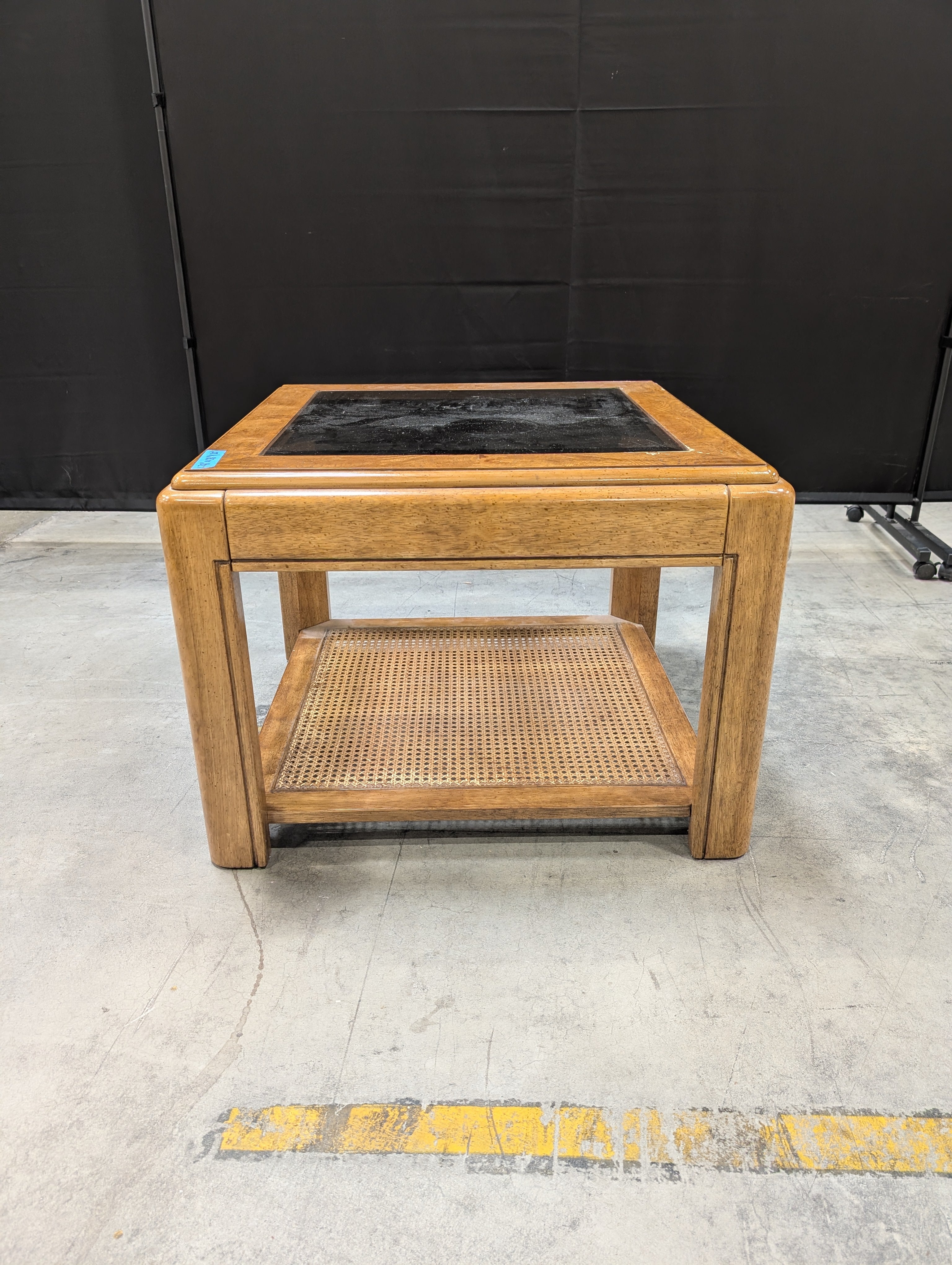 Vintage Style Wood and Glass Square Accent Table