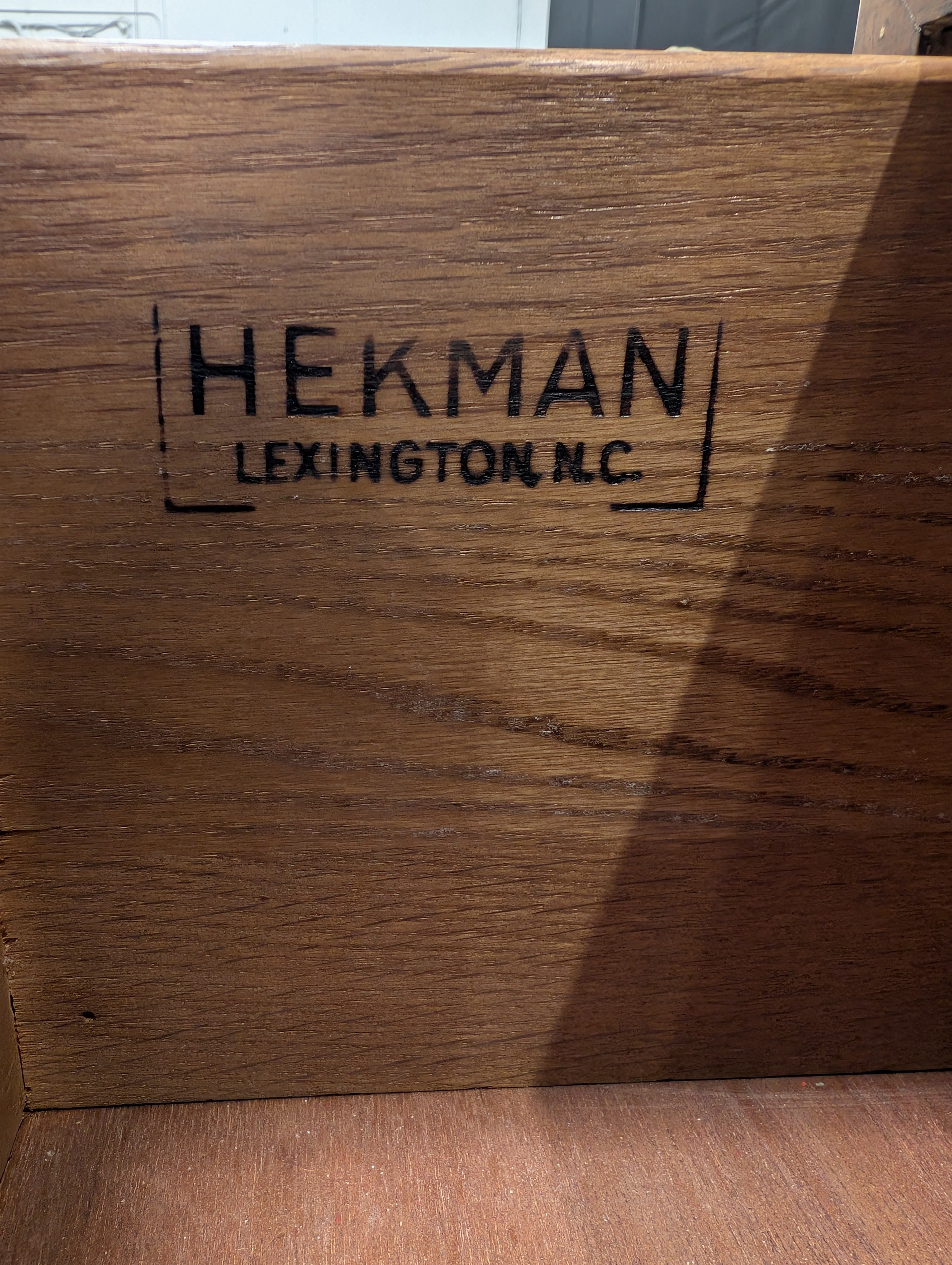 HEKMAN Campaign Style Three-Drawer Dresser with Brass Hardware