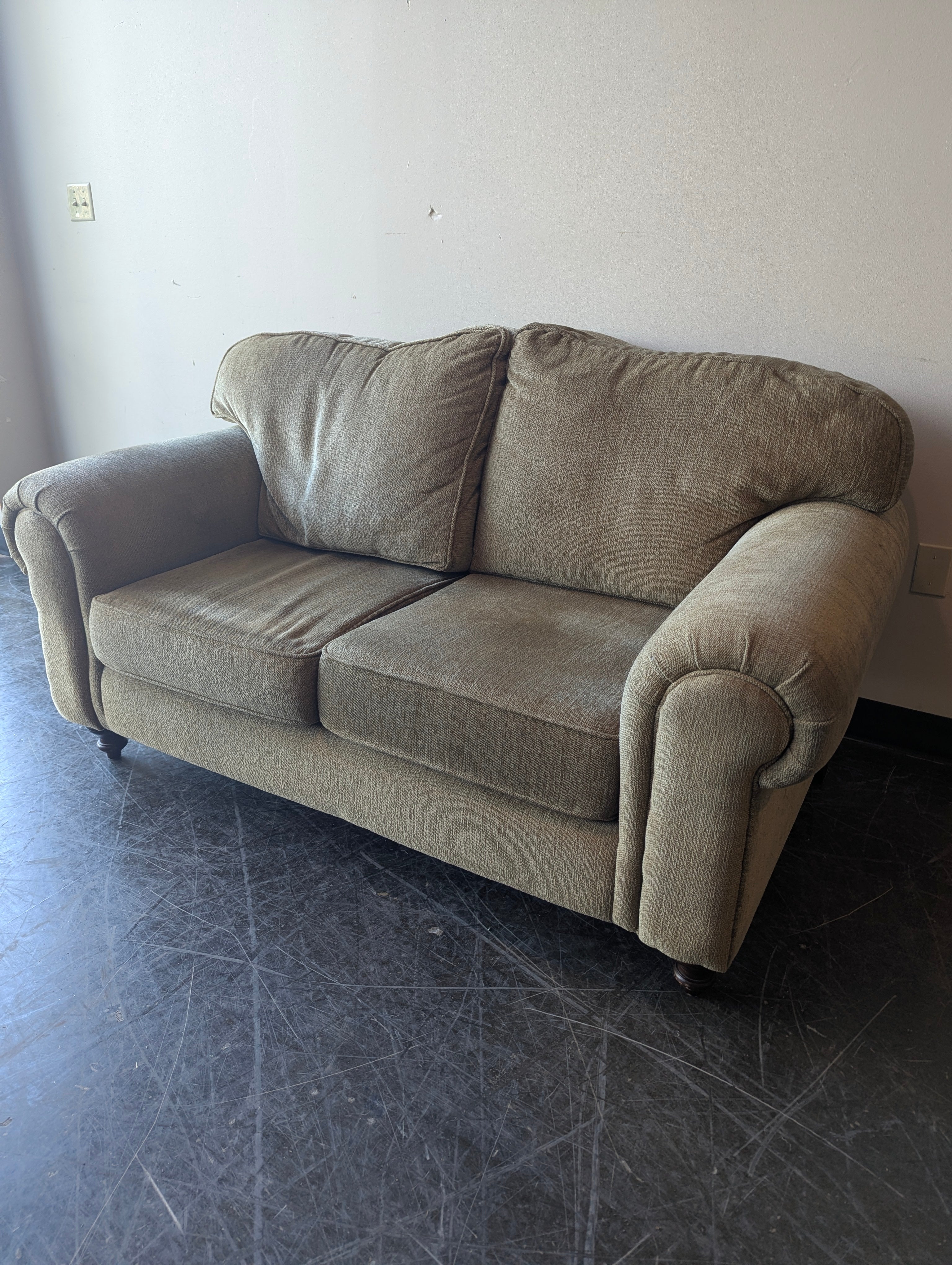Drexel Tan Fabric Two-Seater Sofa