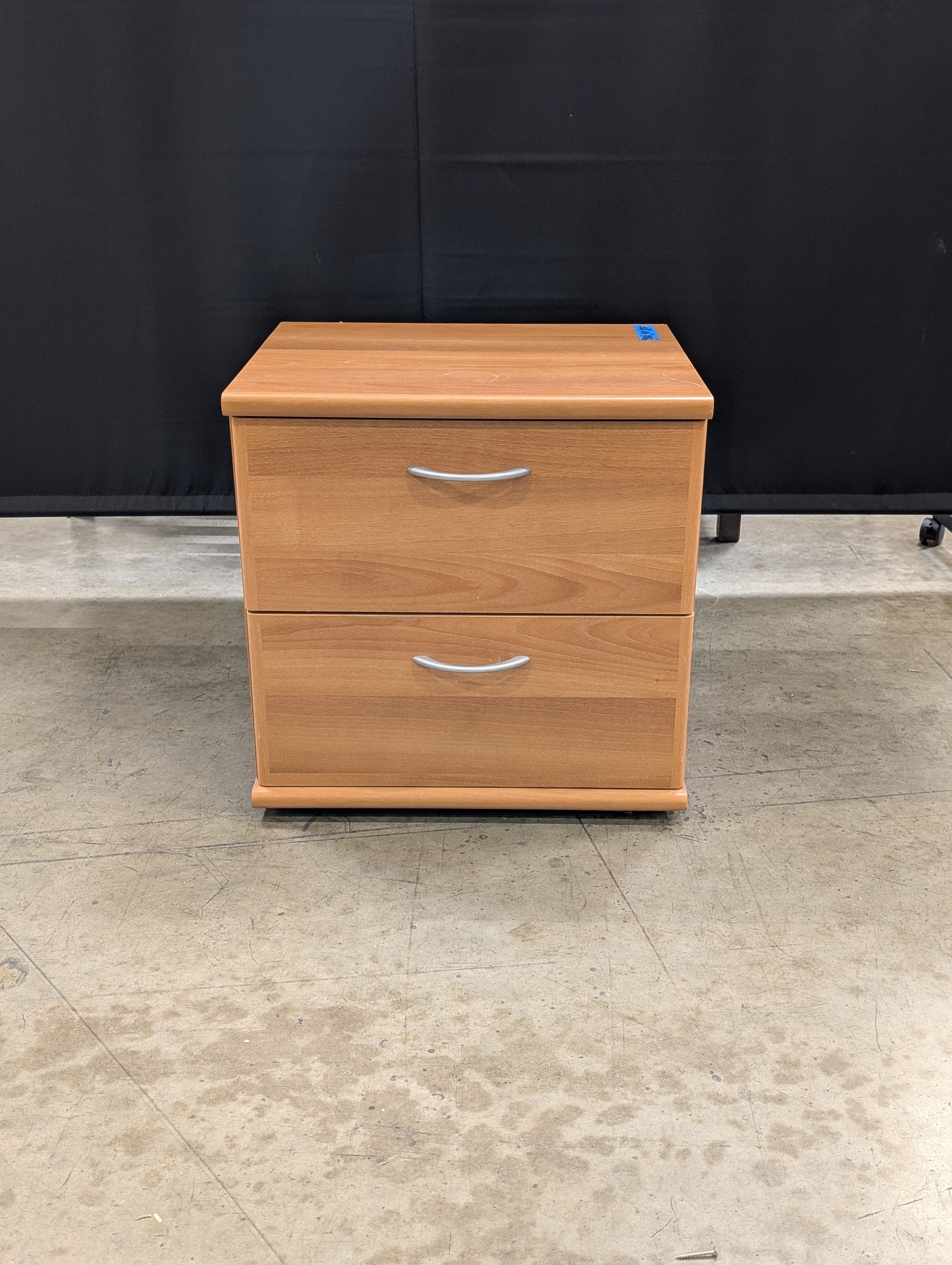 Compact Wood-Tone 2-Drawer Nightstand Storage Cabinet
