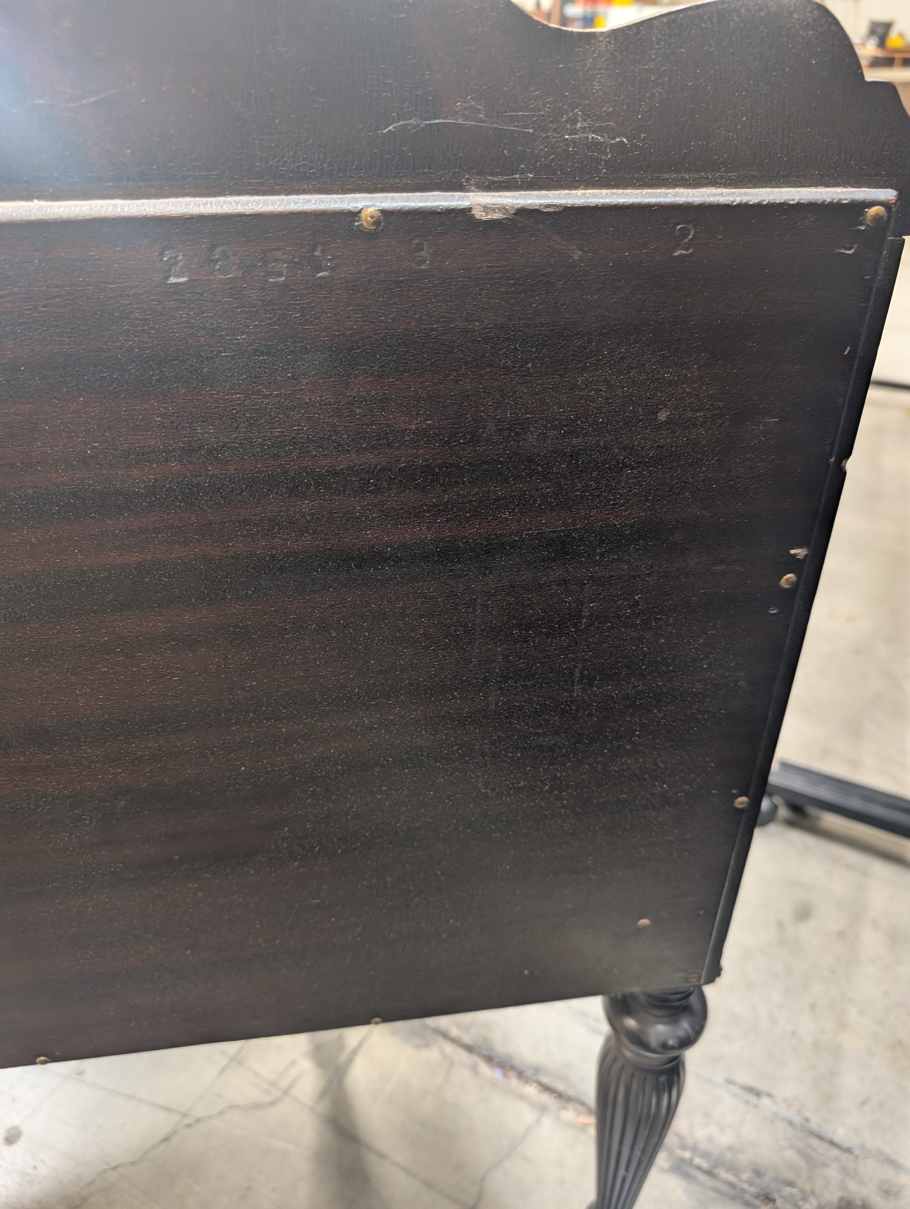 Vintage Dark Wood Demilune Console Cabinet