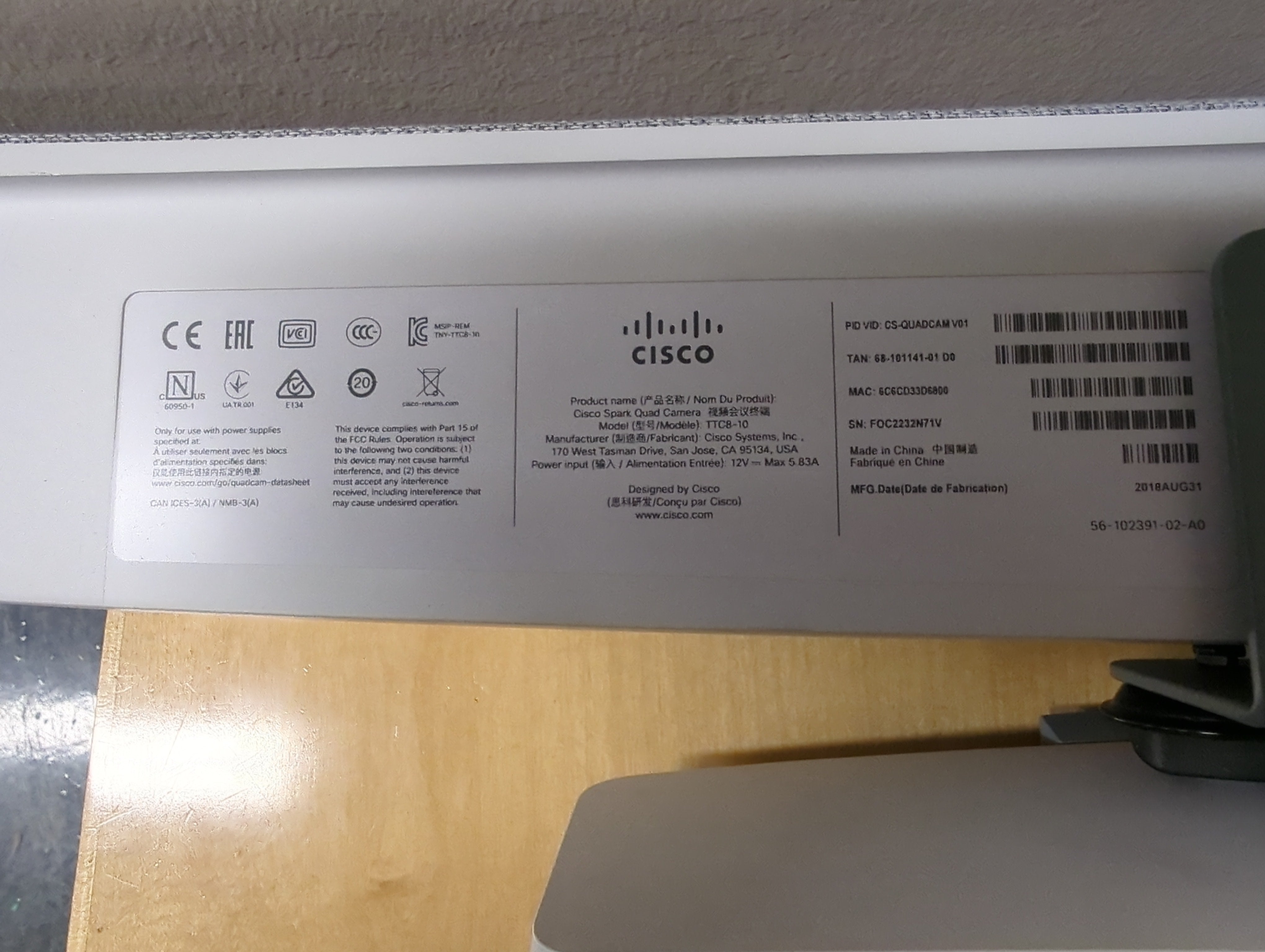Cisco Spark quad camera TTC8-10