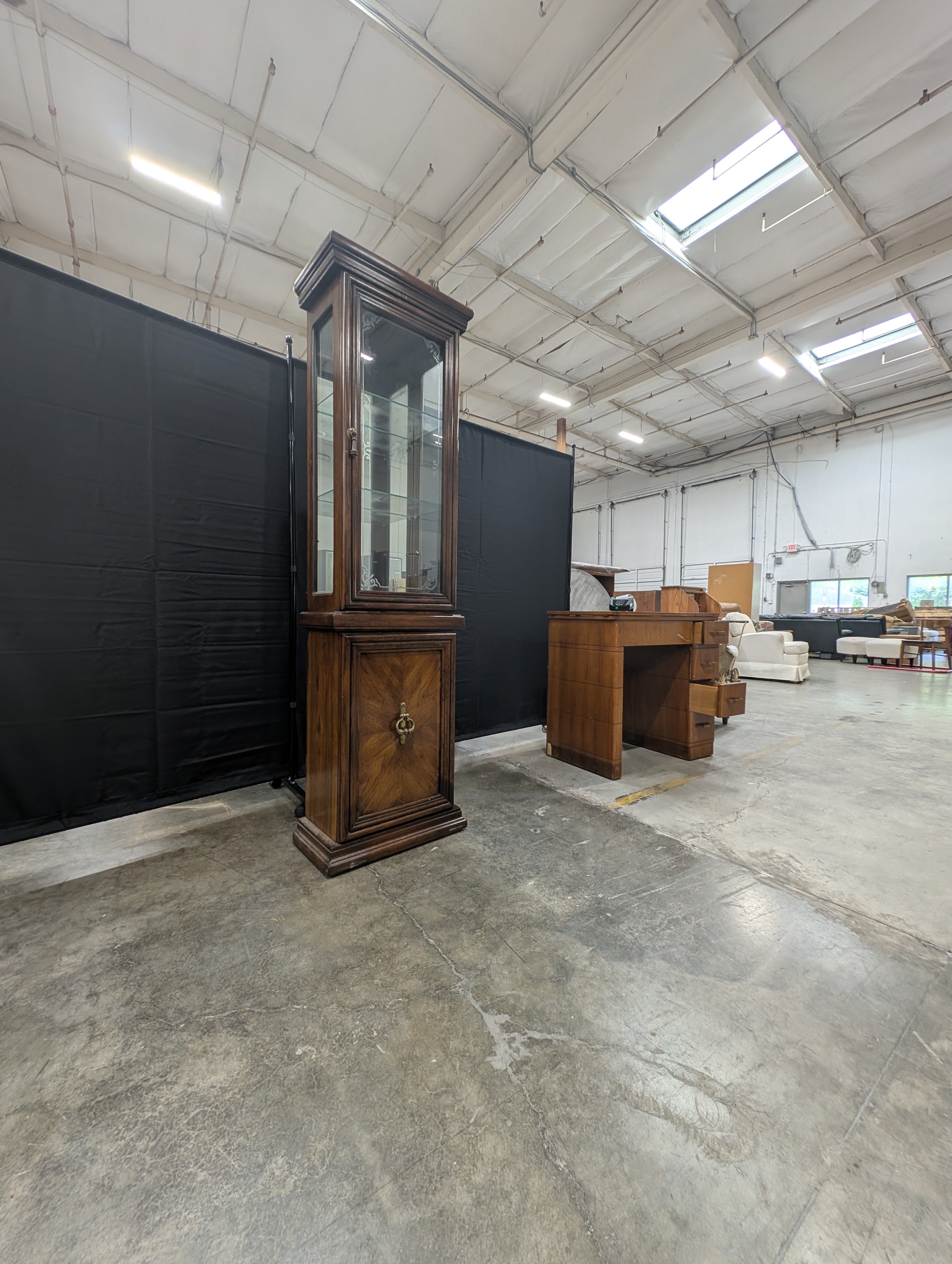 Traditional Hardwood and Glass Curio Display Cabinet