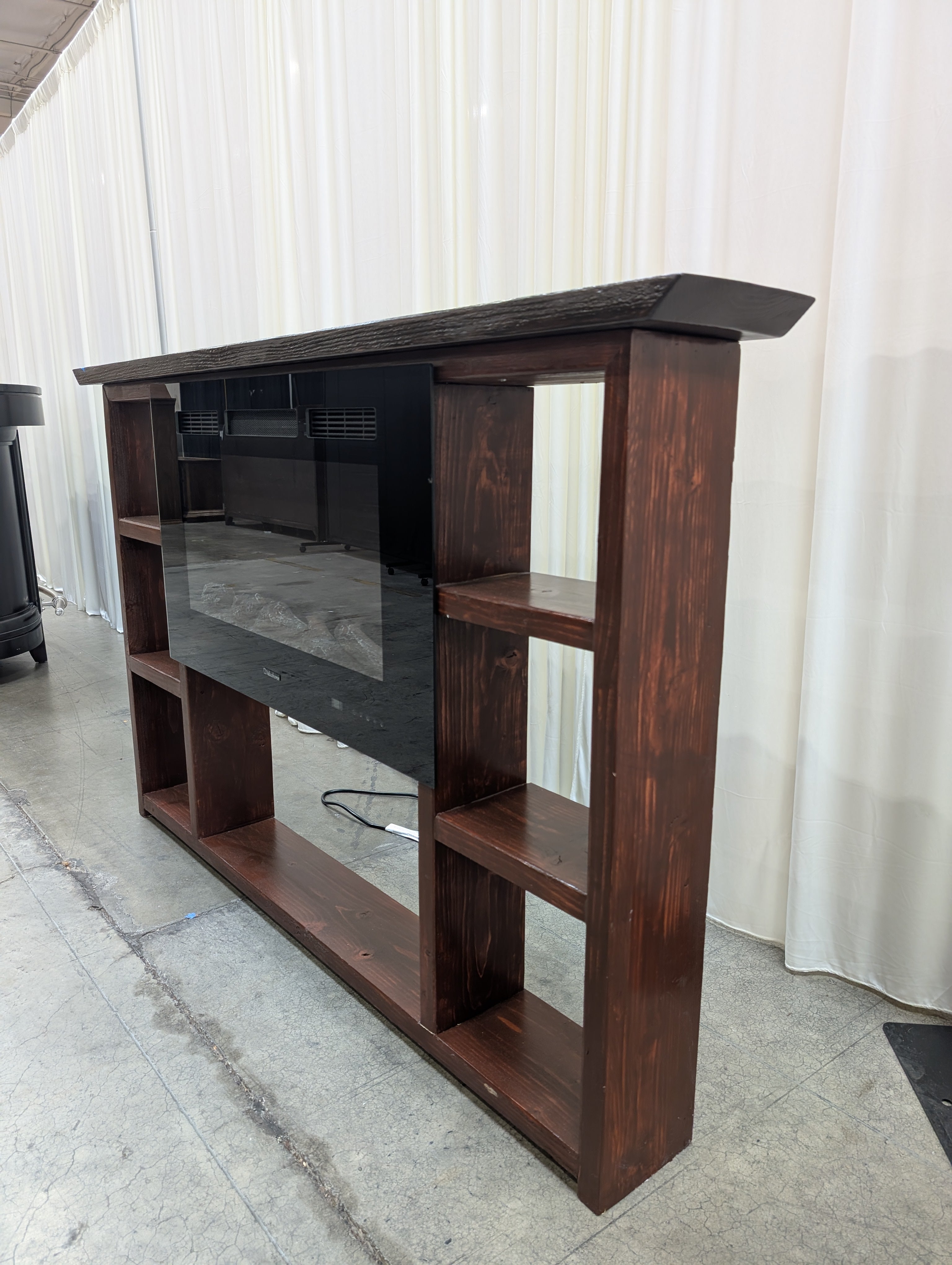 Modern Dark Wood TV Stand with Electric Valuxhone Fireplace