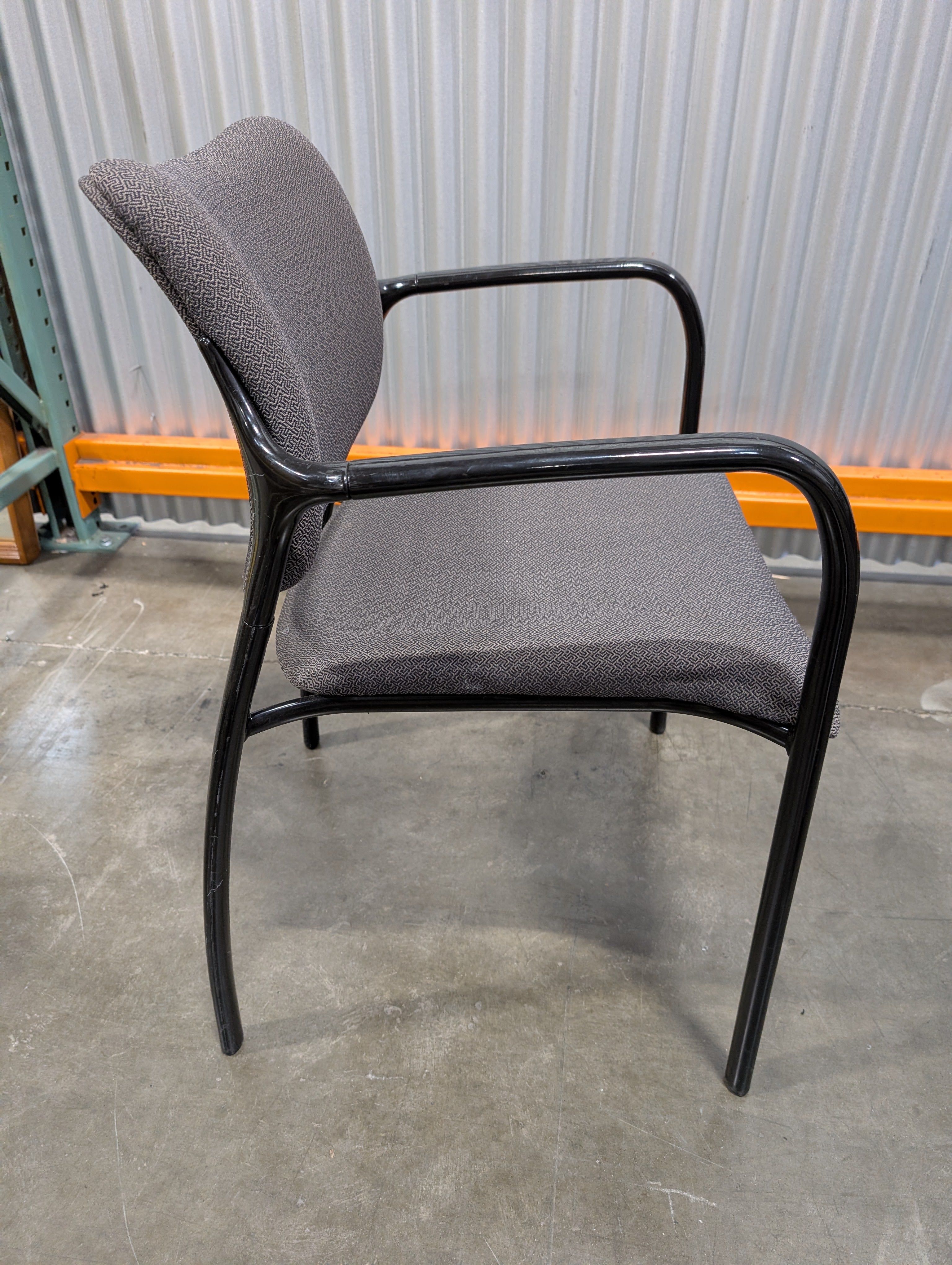 Modern Gray Fabric Chair with Black Metal Frame