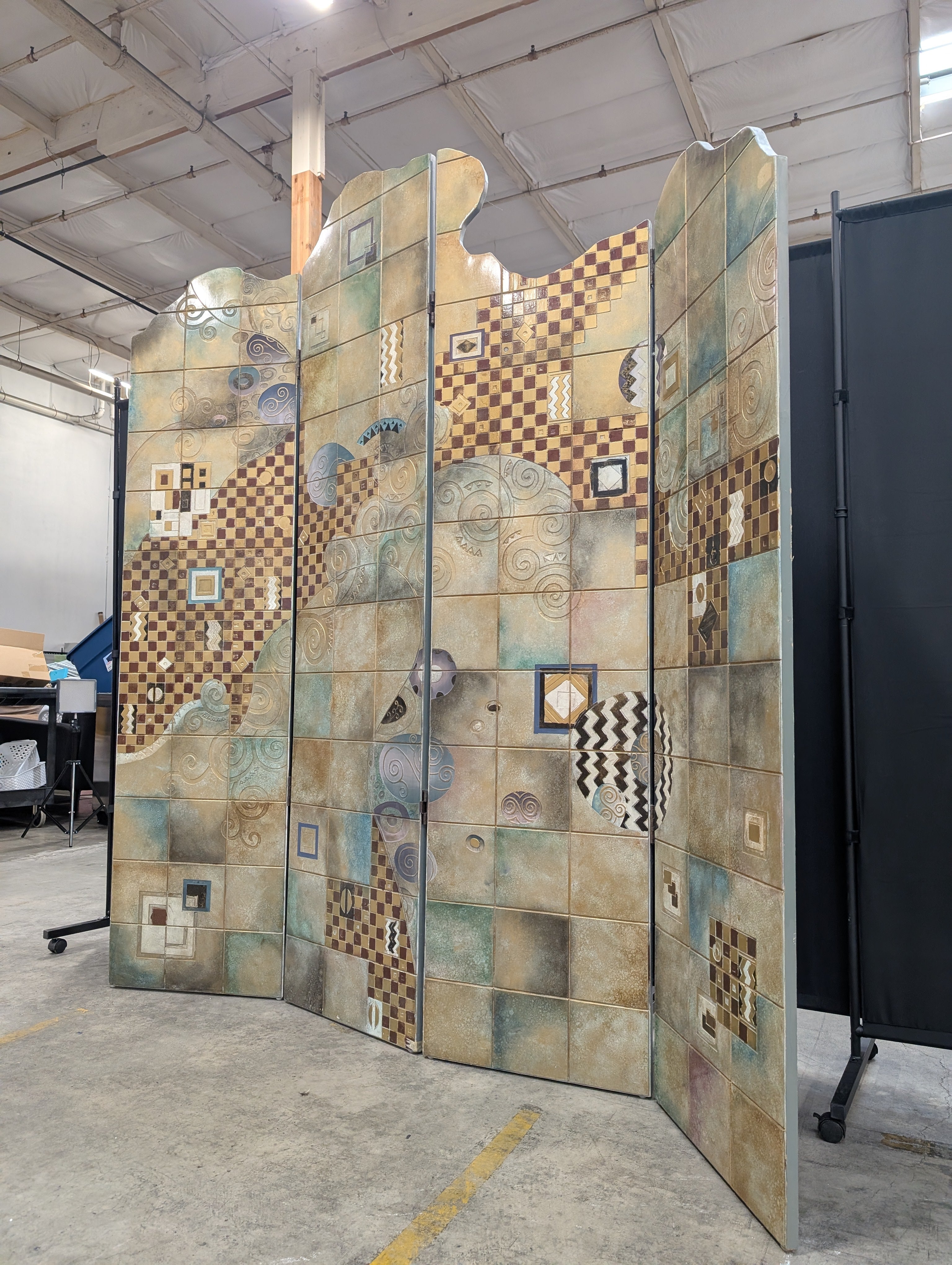 Abstract Artistic Three-Panel Room Divider Screen