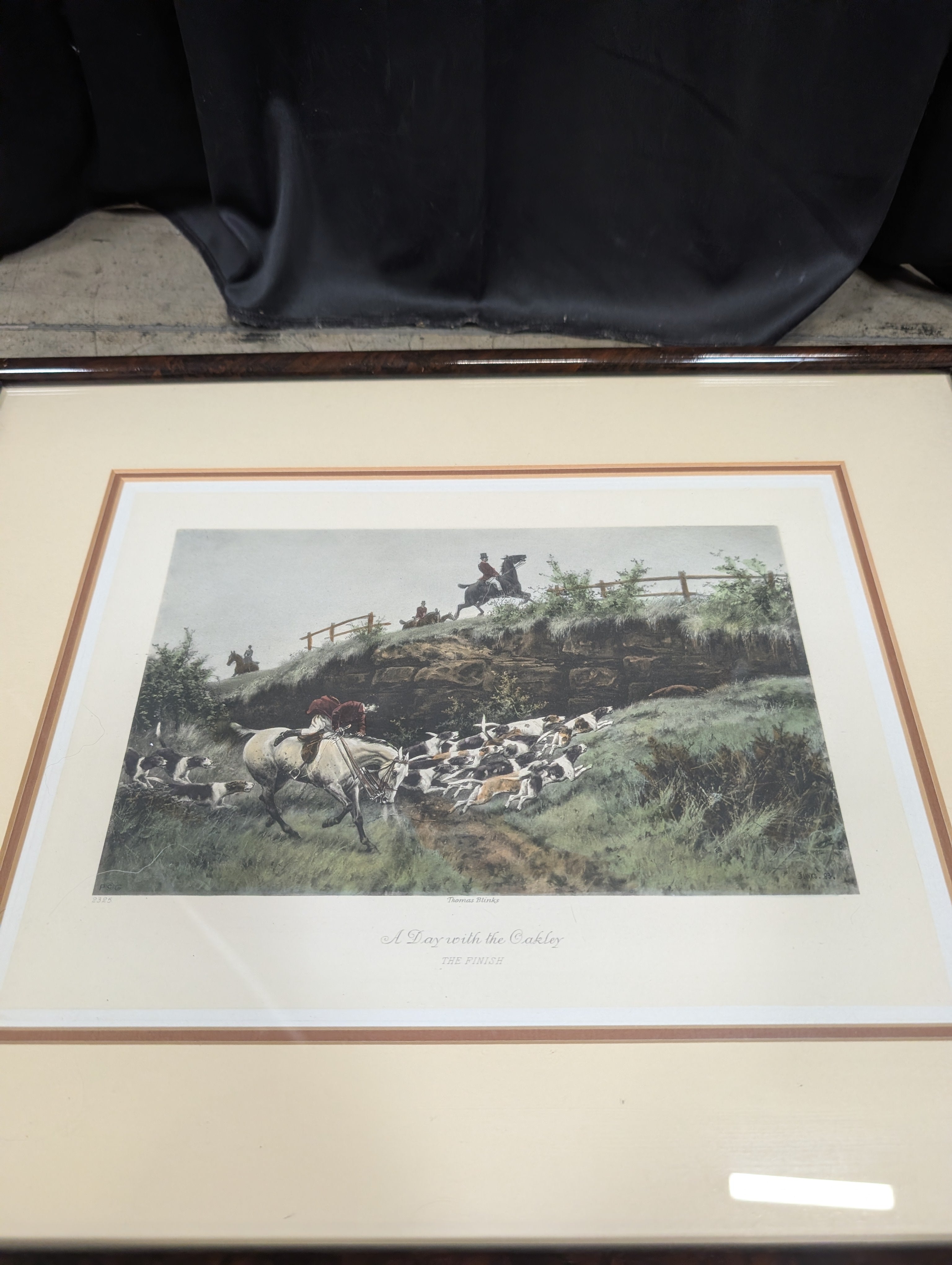 "The Finish" Traditional Fox Hunting Framed Print in Wood