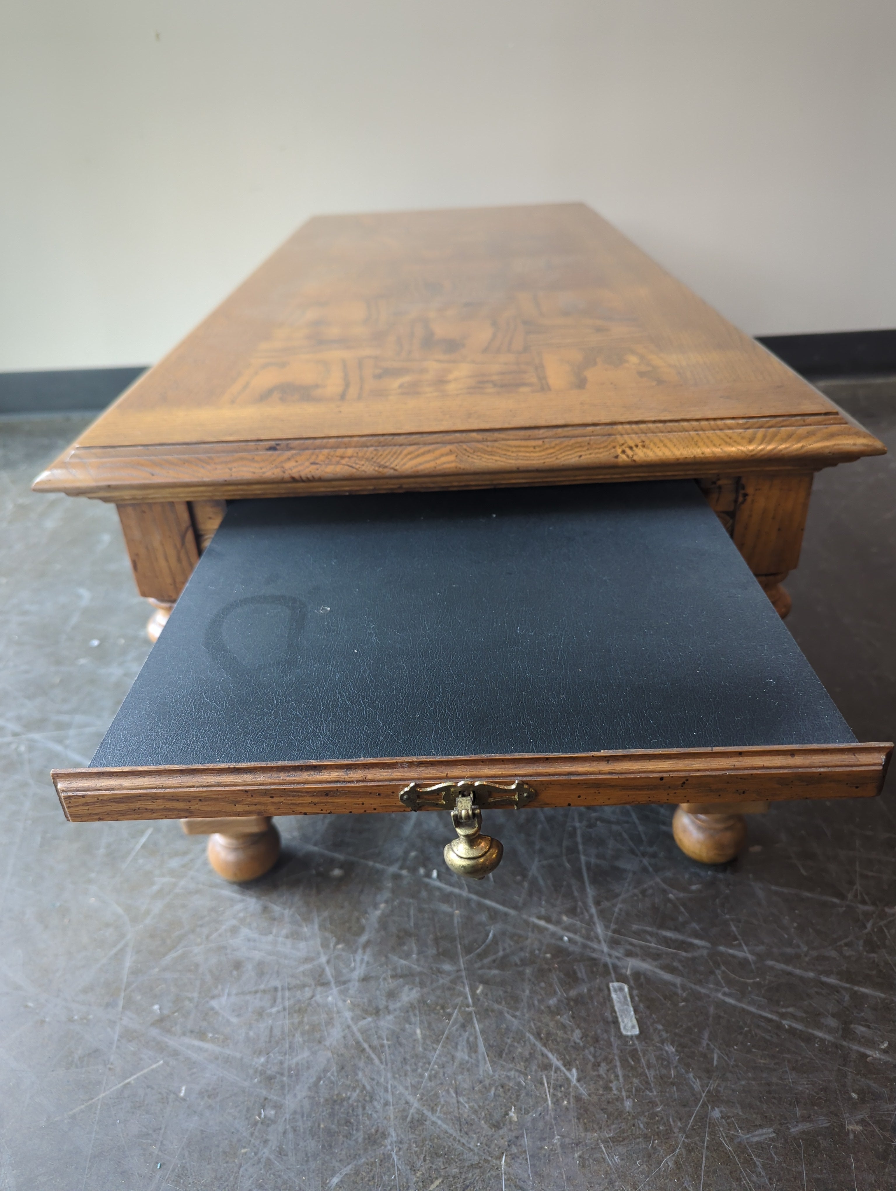 Traditional Carved Wood Rectangular Coffee Table