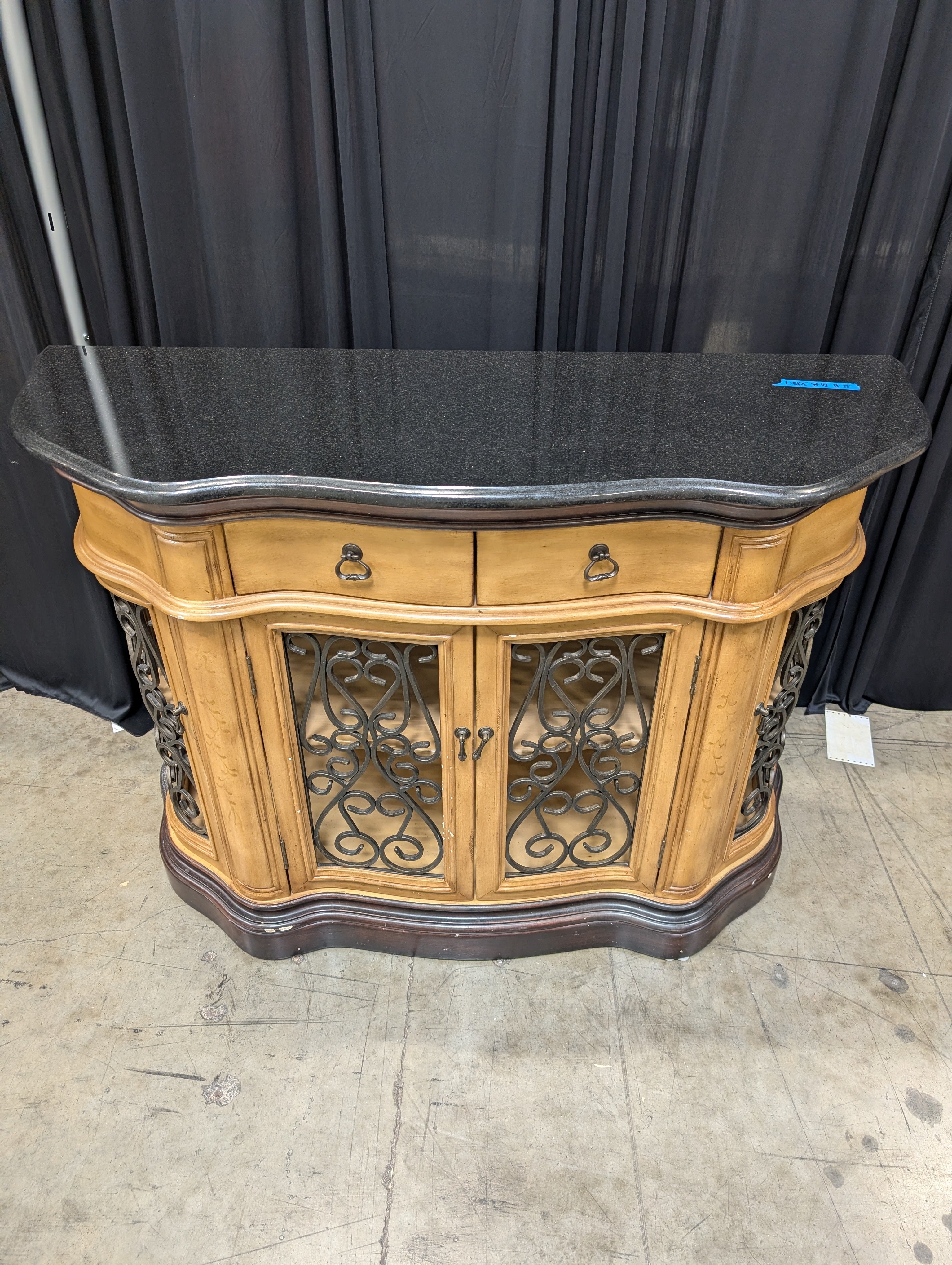 Two-Tone Traditional Wood Buffet with Metal Scrollwork