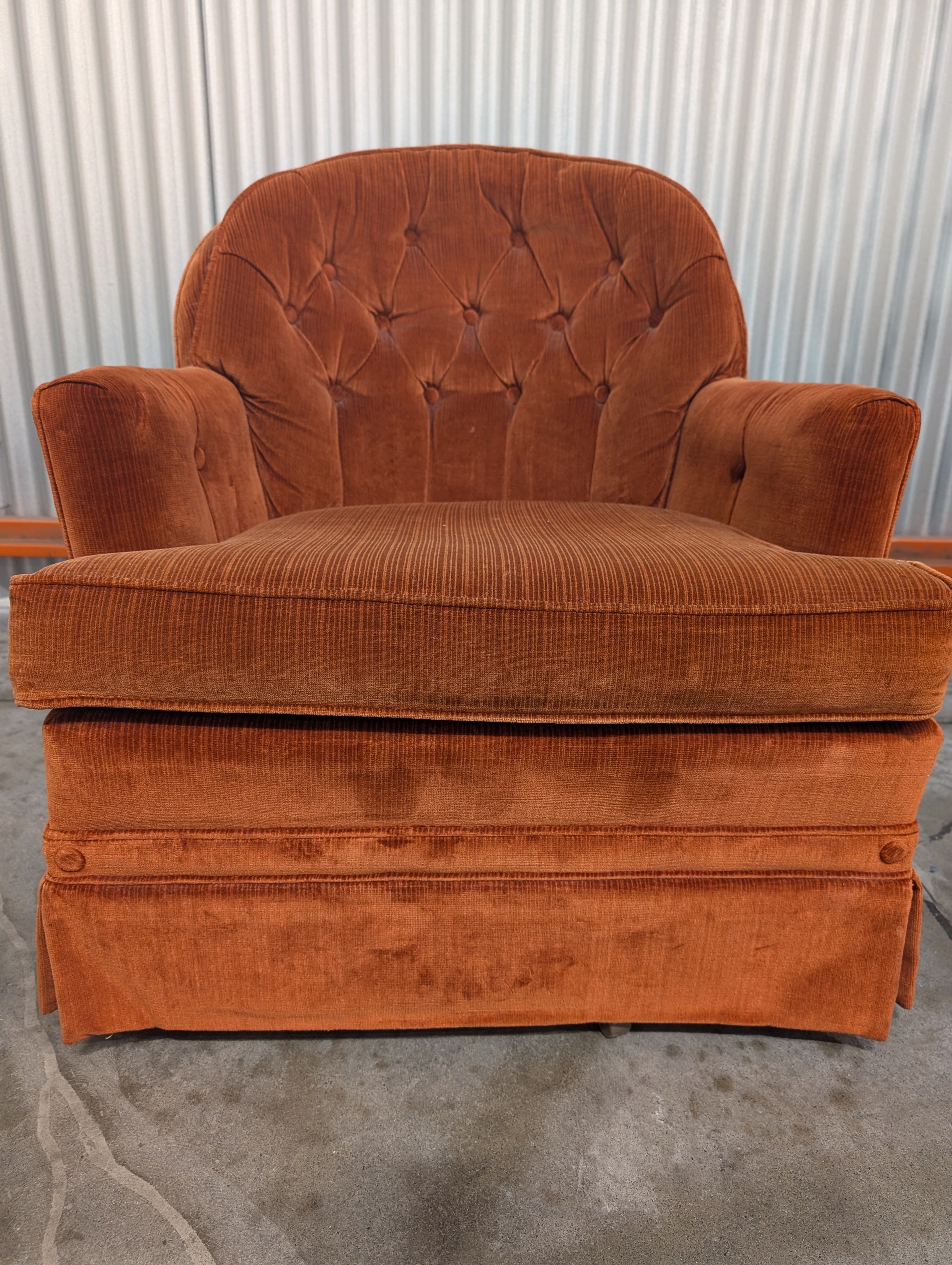 Pair of Vintage Terracotta Tufted Club Armchair