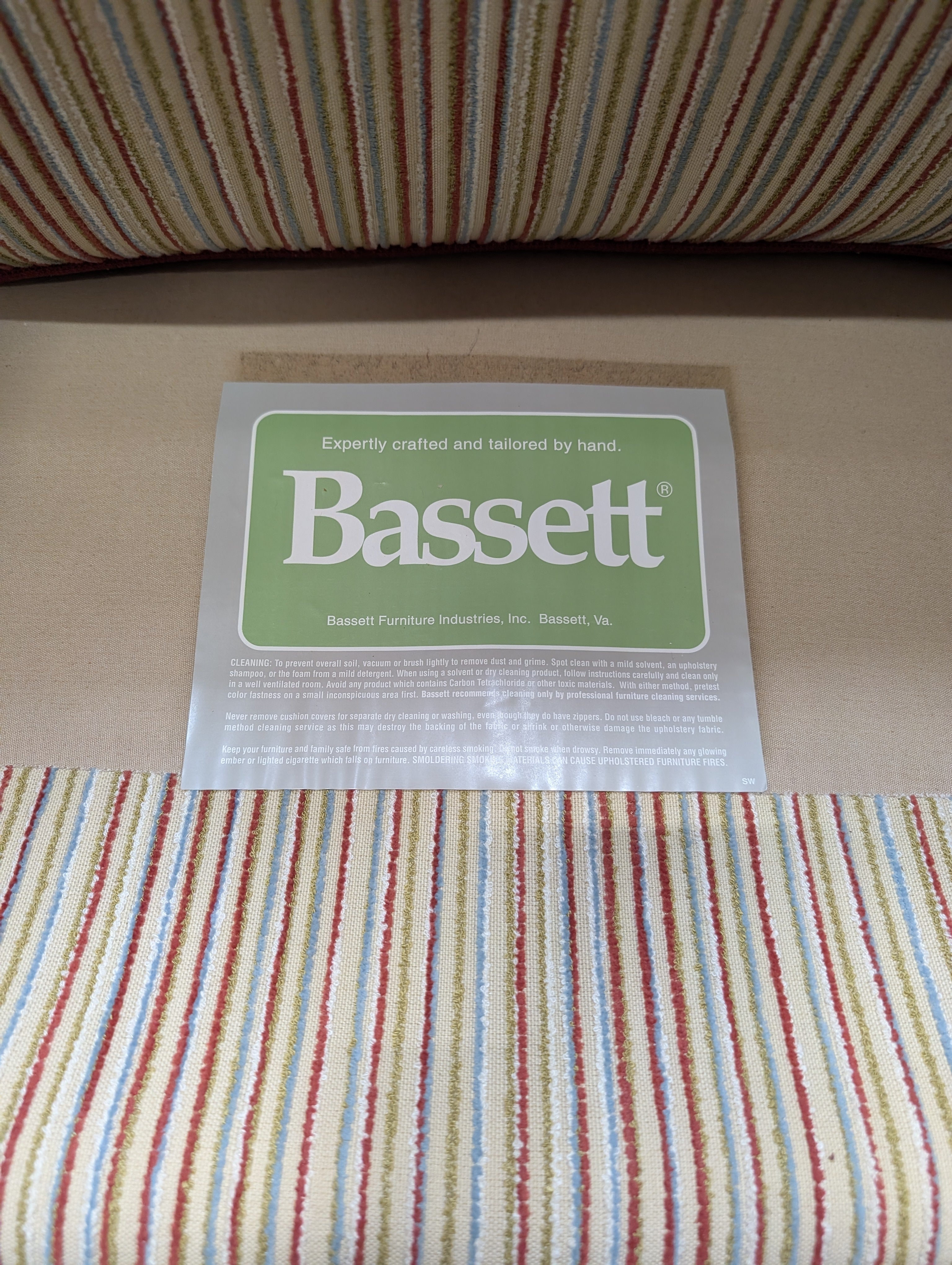 Striped Bassett Furniture Armchair with Ottoman