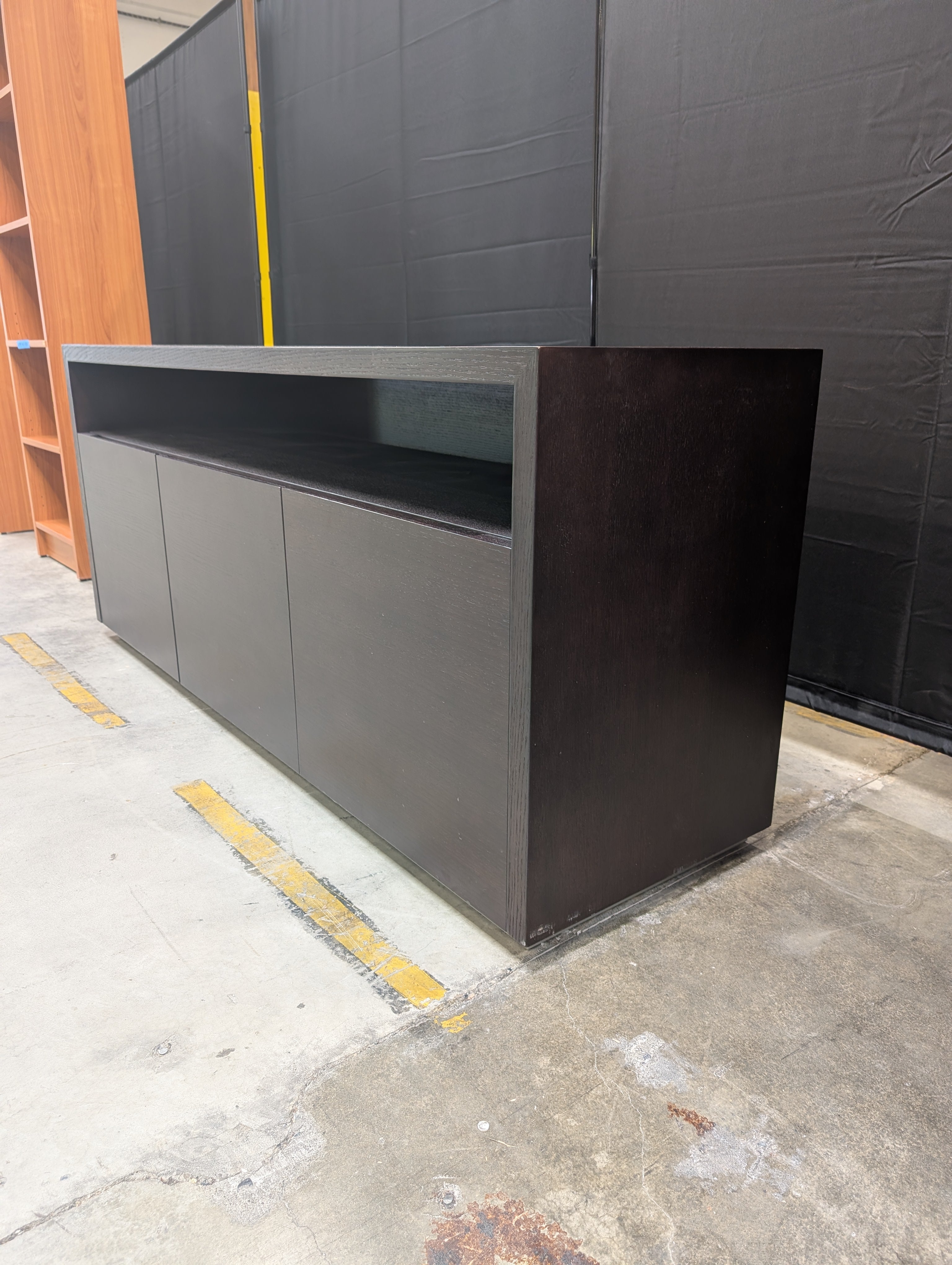 Dark Brown Minimalist TV Stand with Open Shelf