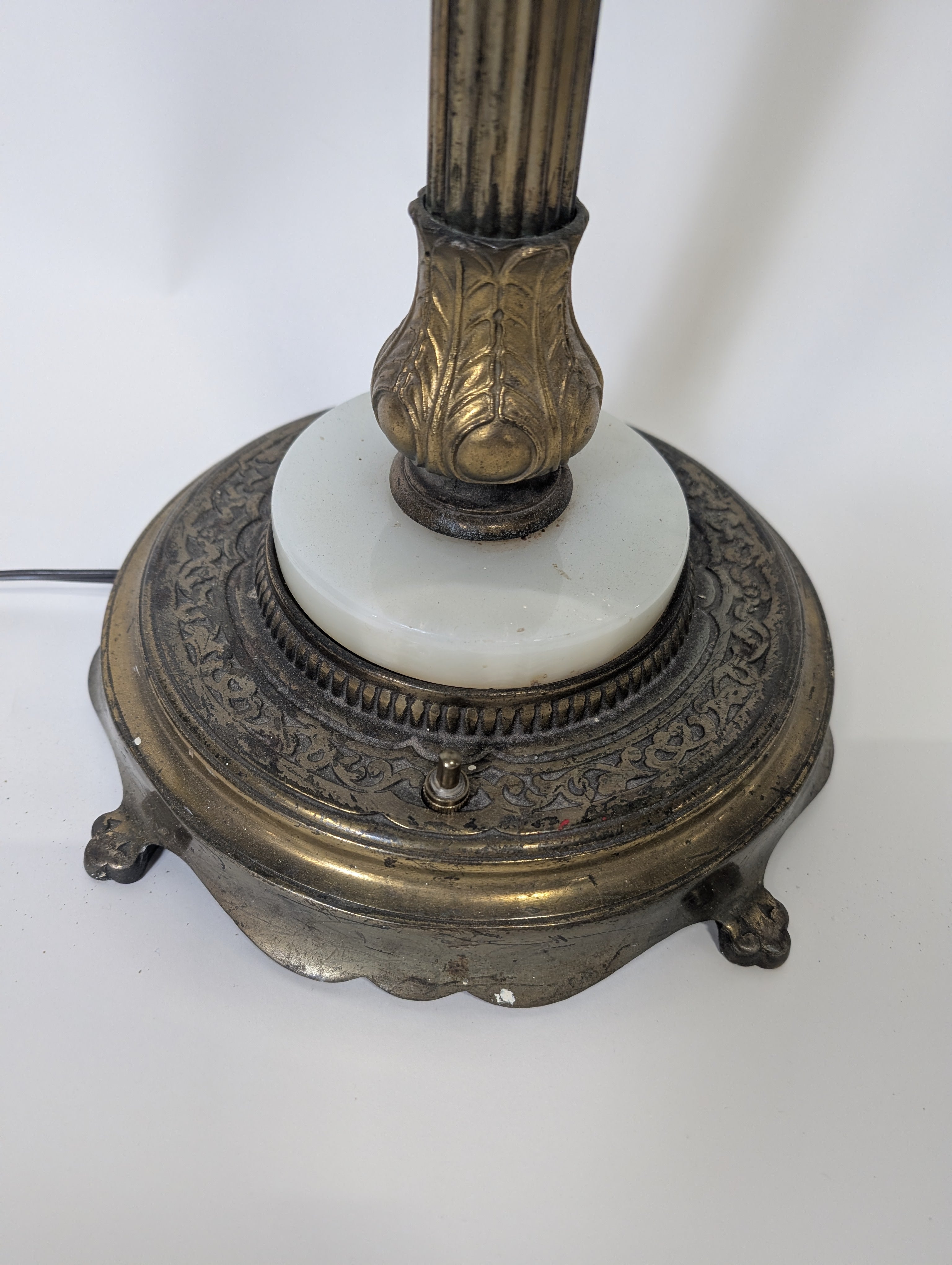 As is Vintage Style Fluted Brass Floor Lamp