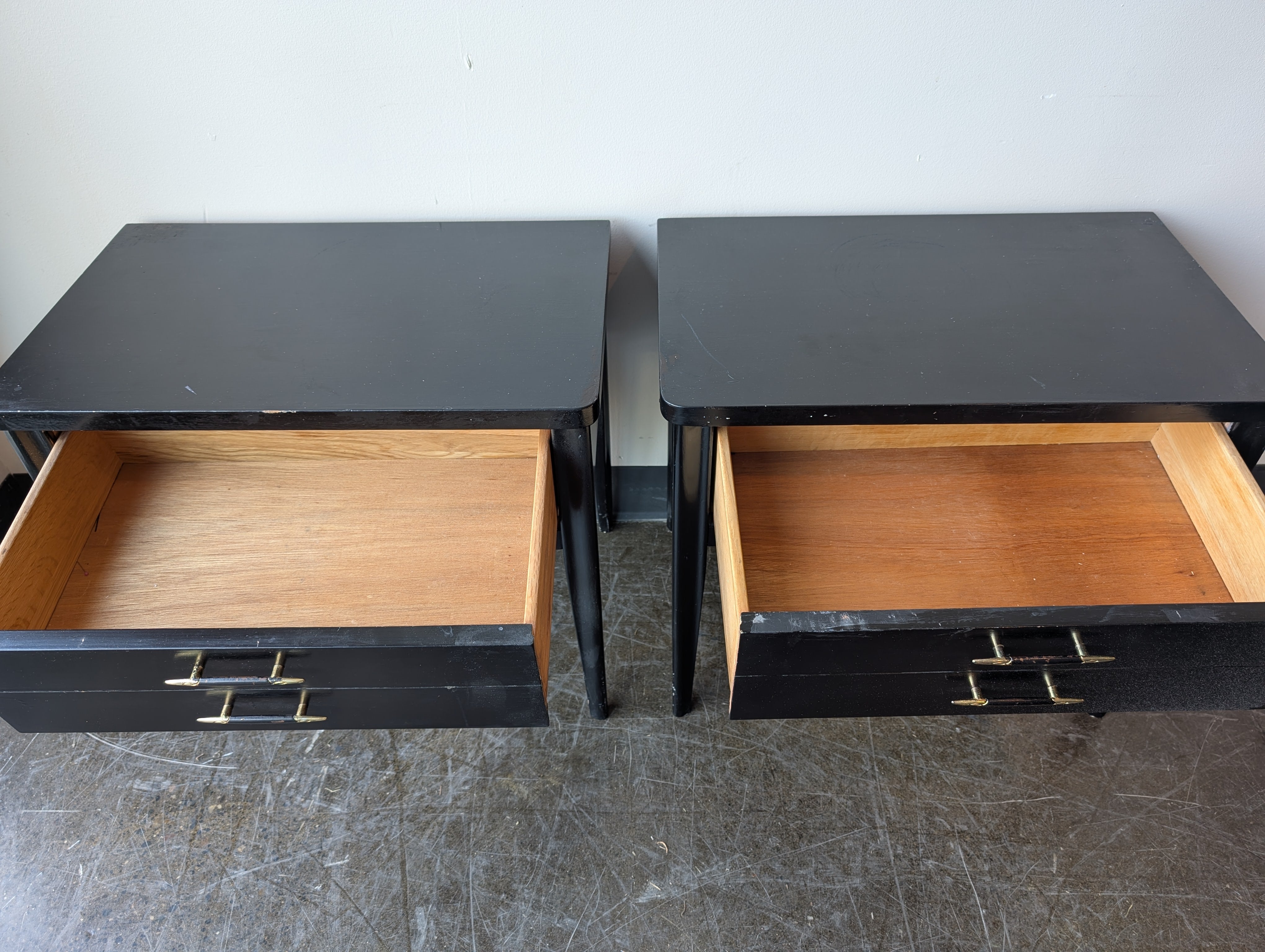 Pair of Modern Black Wood End Table
