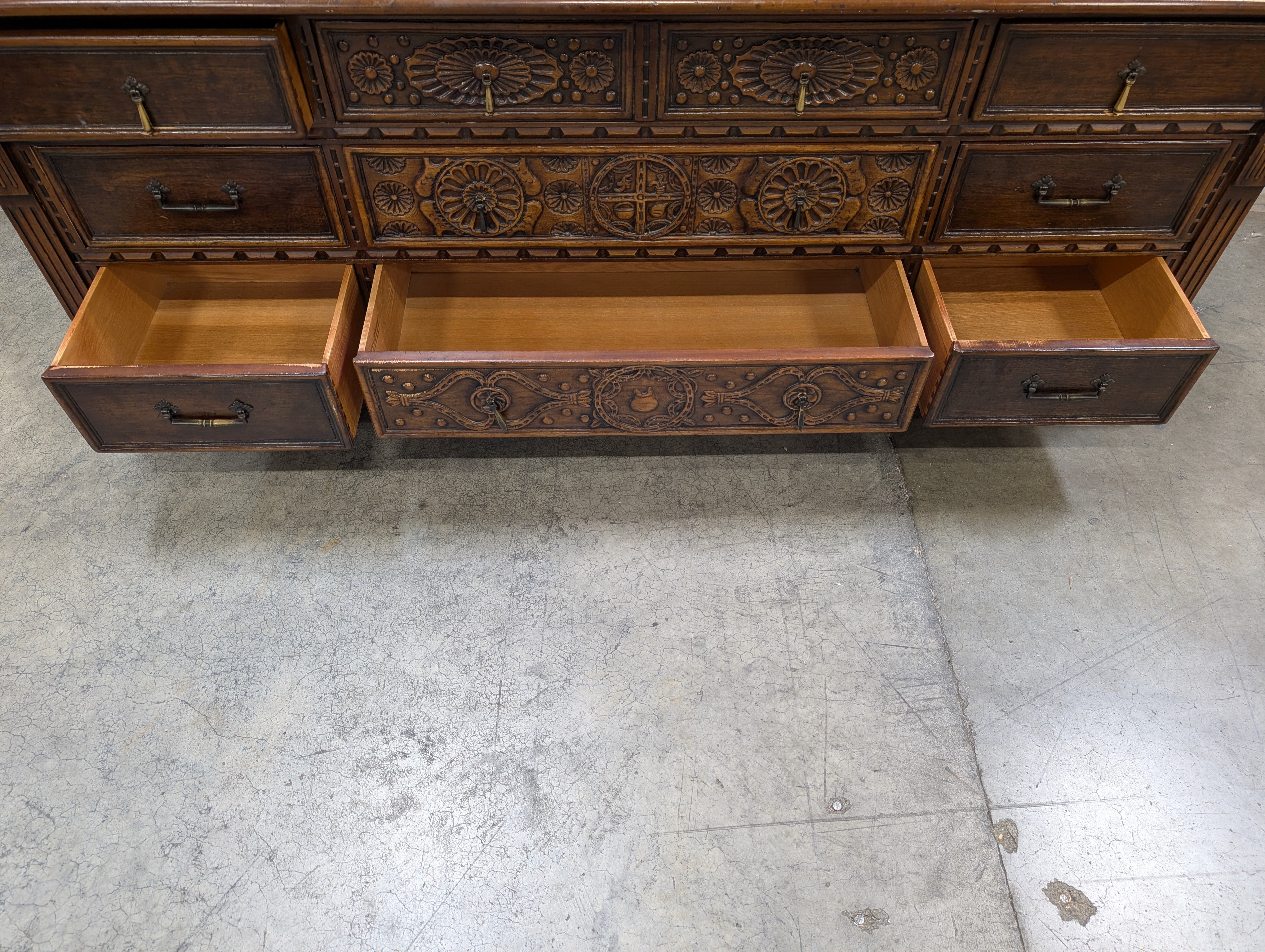 John Widdicomb Carved Dark Wood Dresser