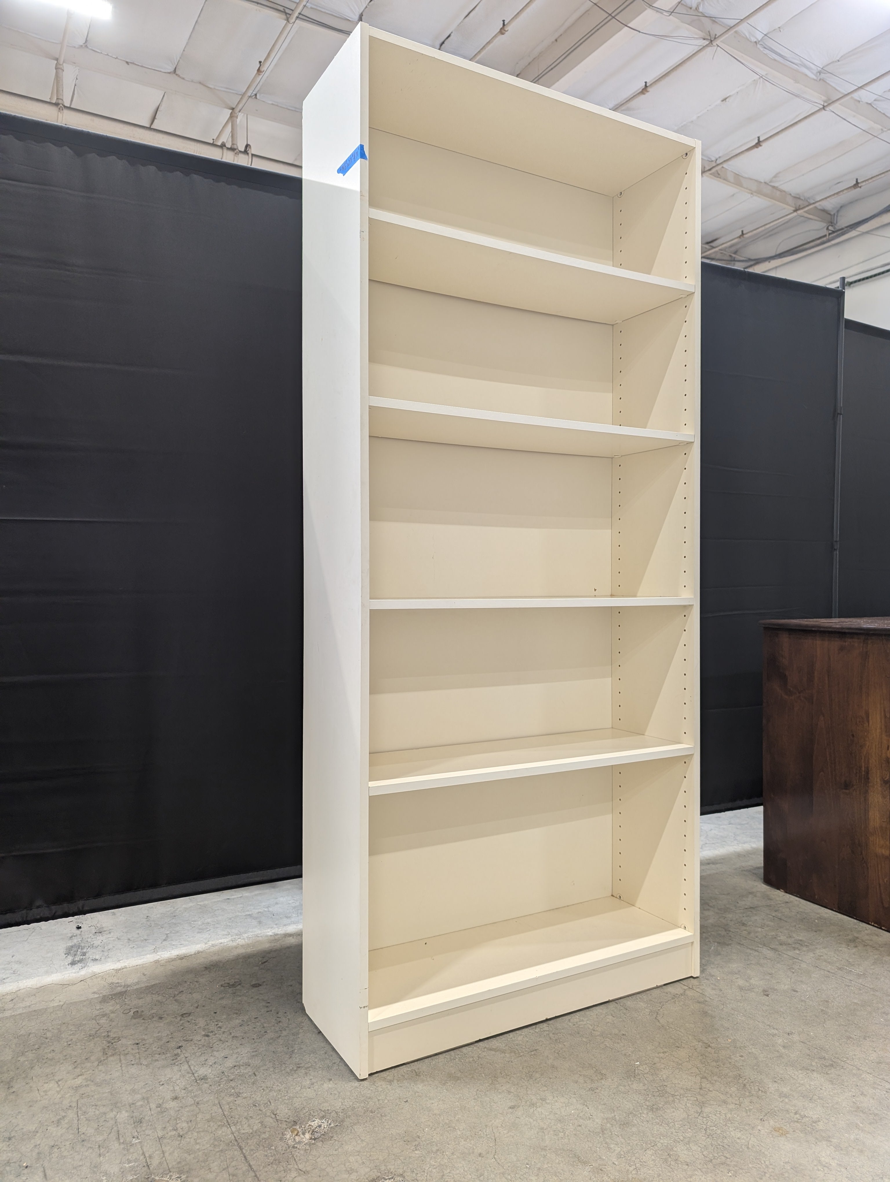 White Five-Shelf Bookcase with Adjustable Shelves