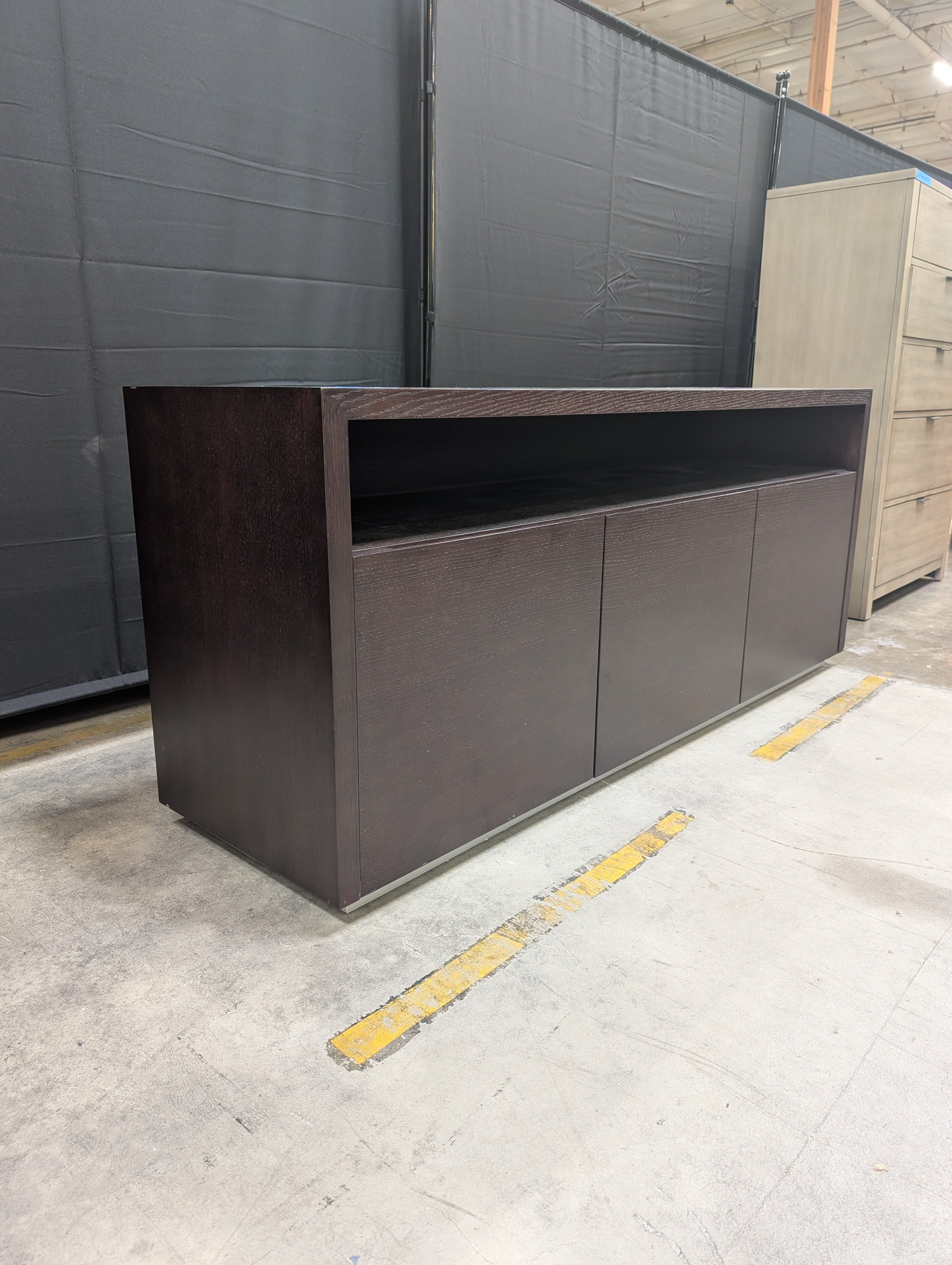 Dark Brown Minimalist TV Stand with Open Shelf