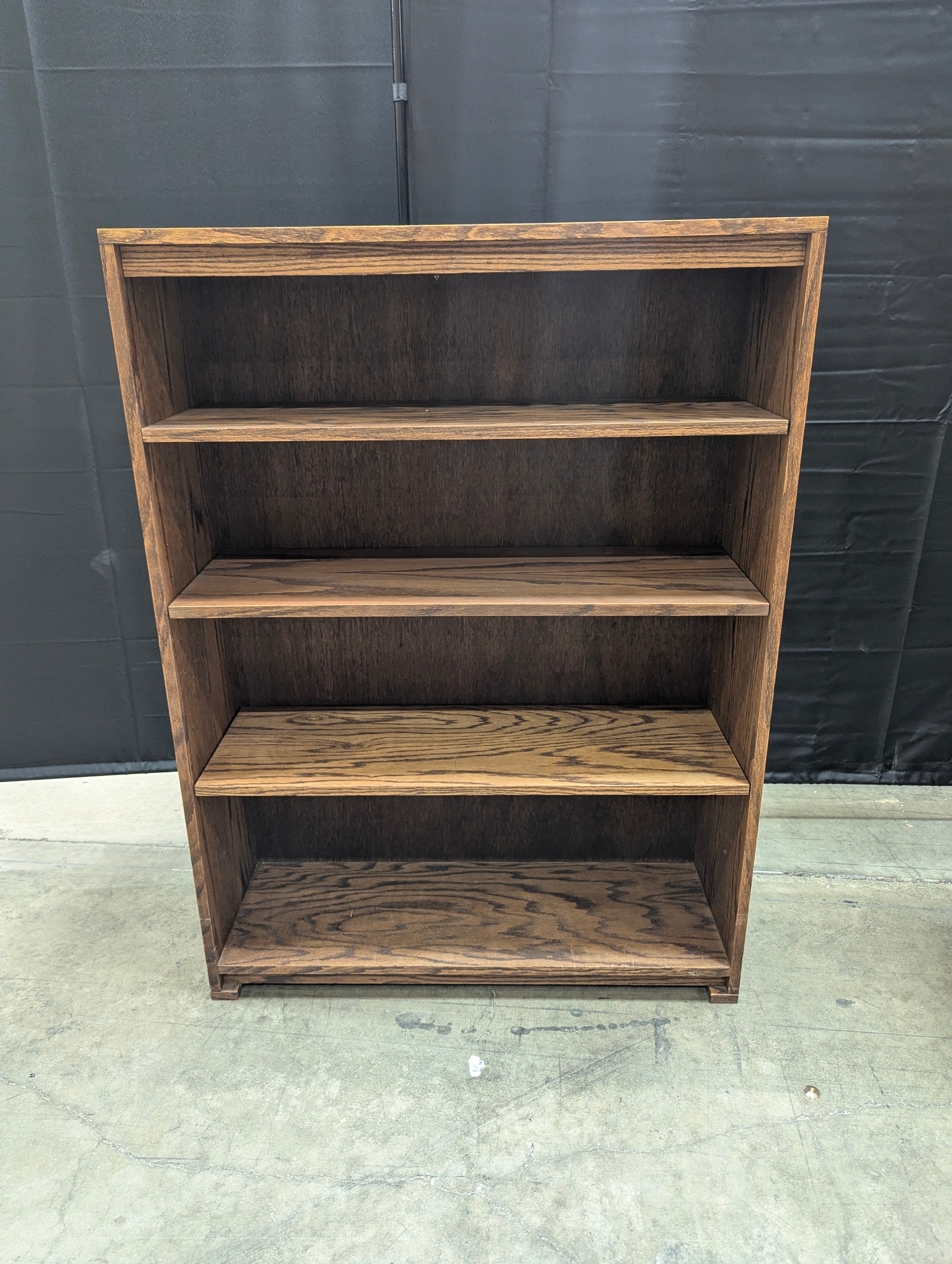 Brown Stained Wood Four-Shelf Bookcase
