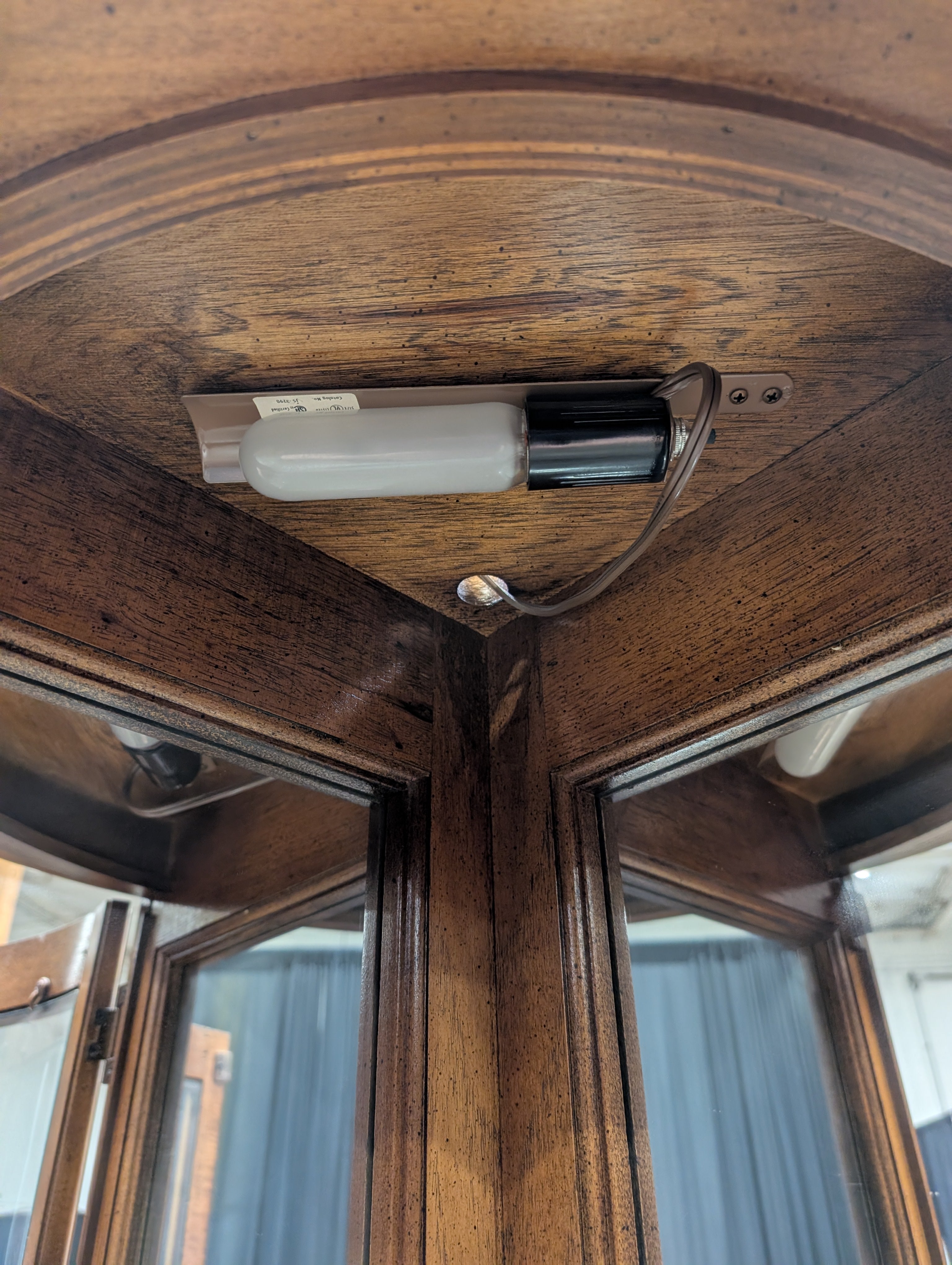 Traditional Oak Corner China Cabinet with Glass Shelves
