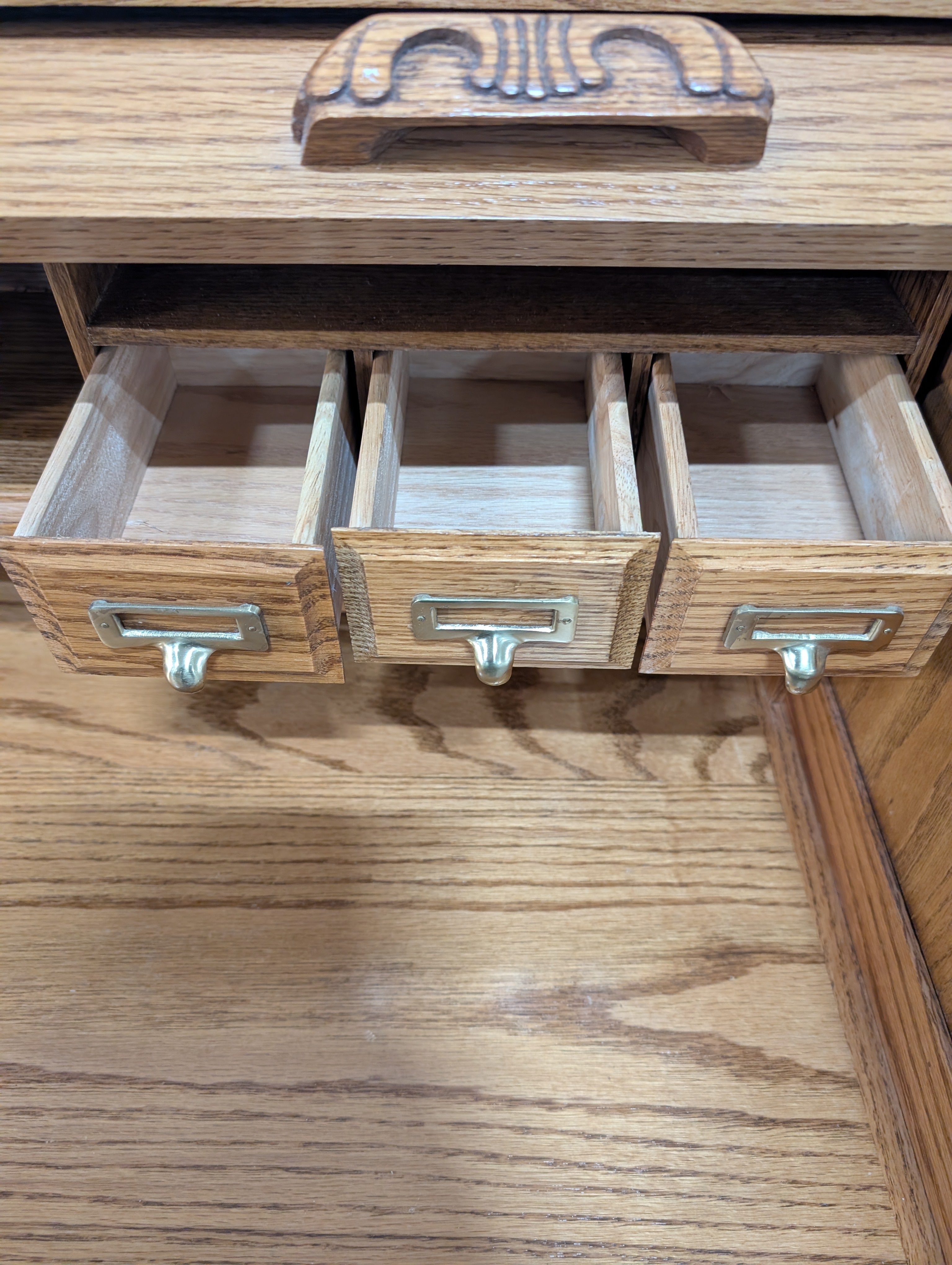 Classic Wood Roll-Top Secretary Desk with Drawers