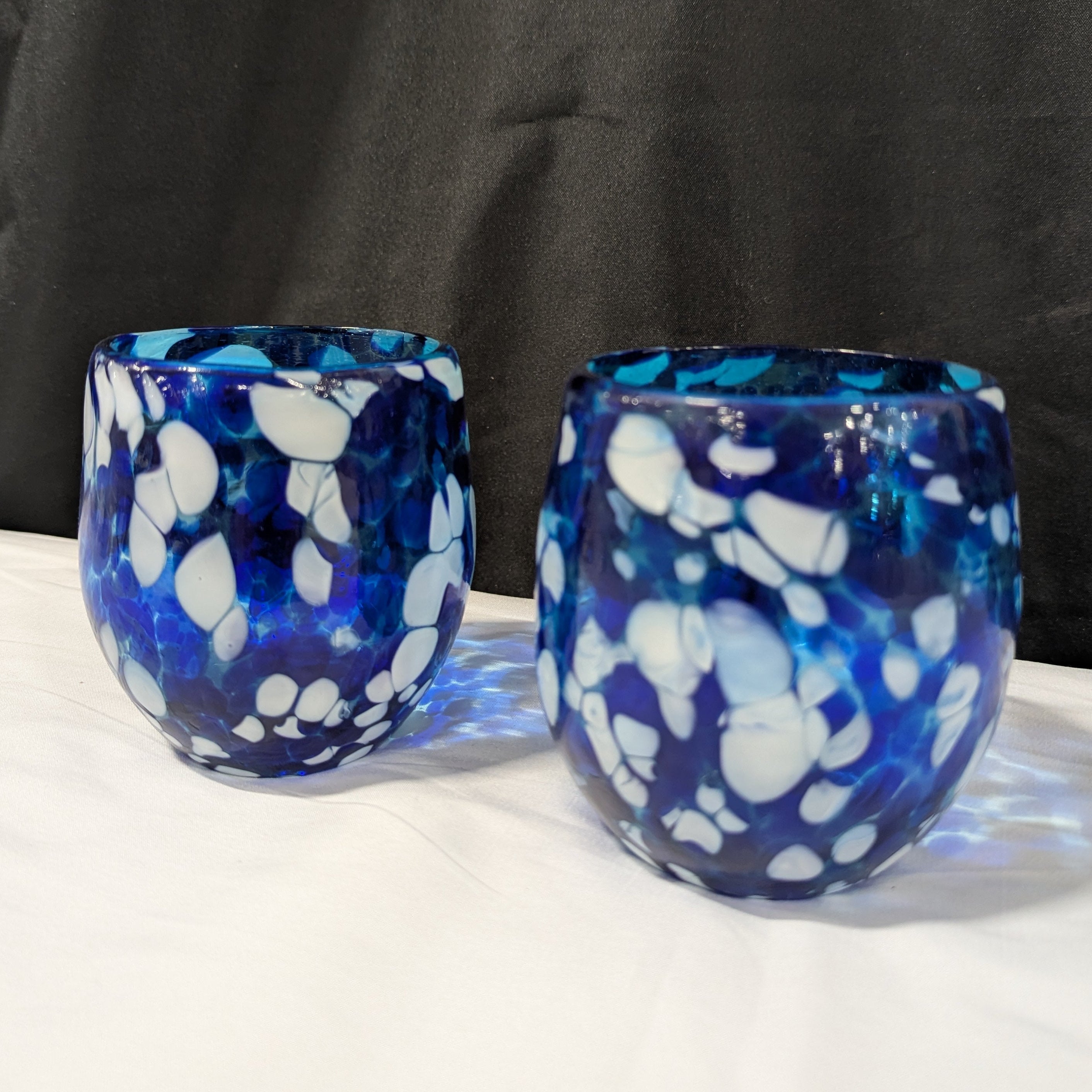 Artisan Blue and White Confetti Glass Tumblers Set