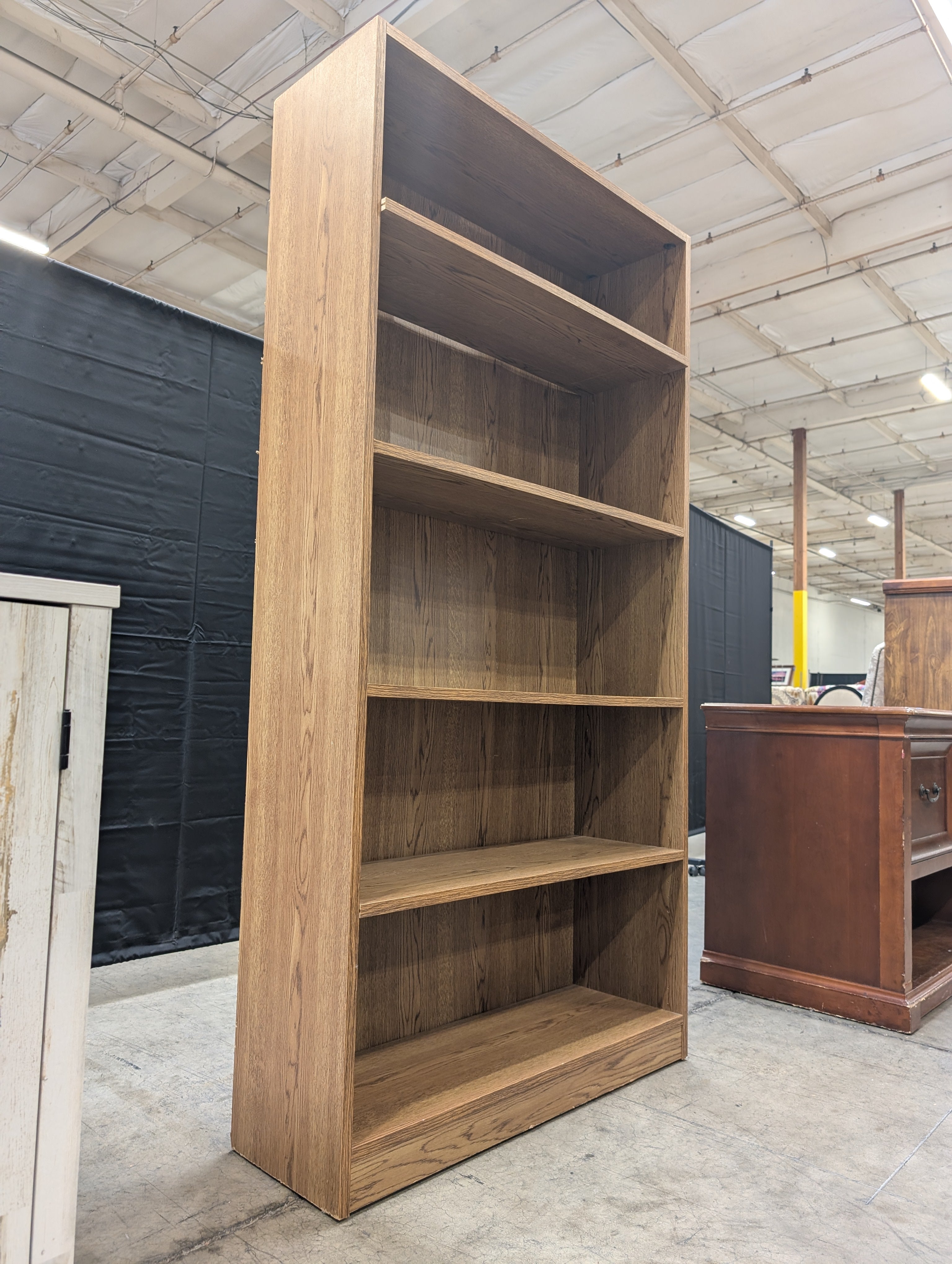 Five-Shelf Wood Grain Storage Bookcase