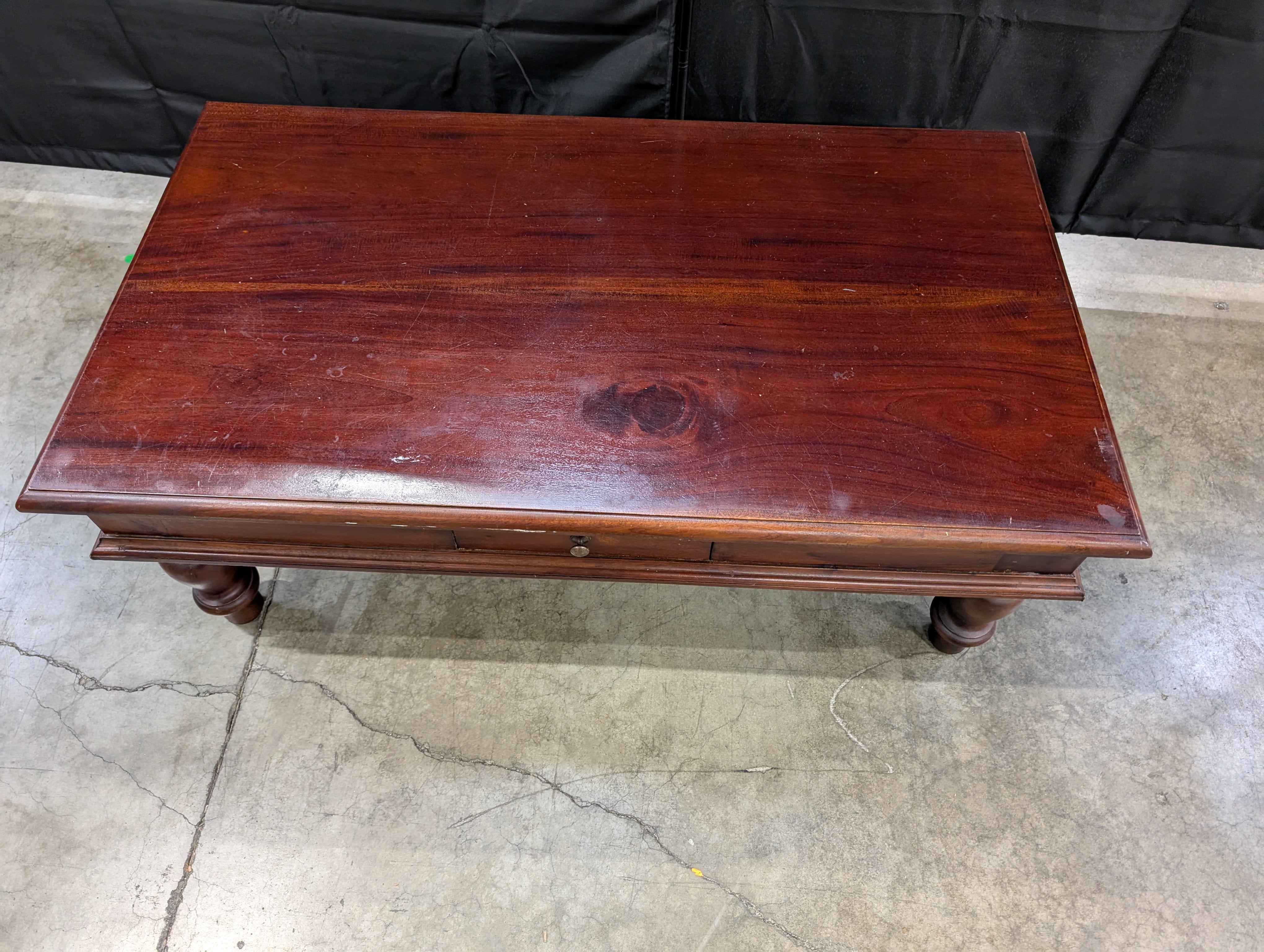 Classic Dark Stained Wood Rectangular Coffee Table