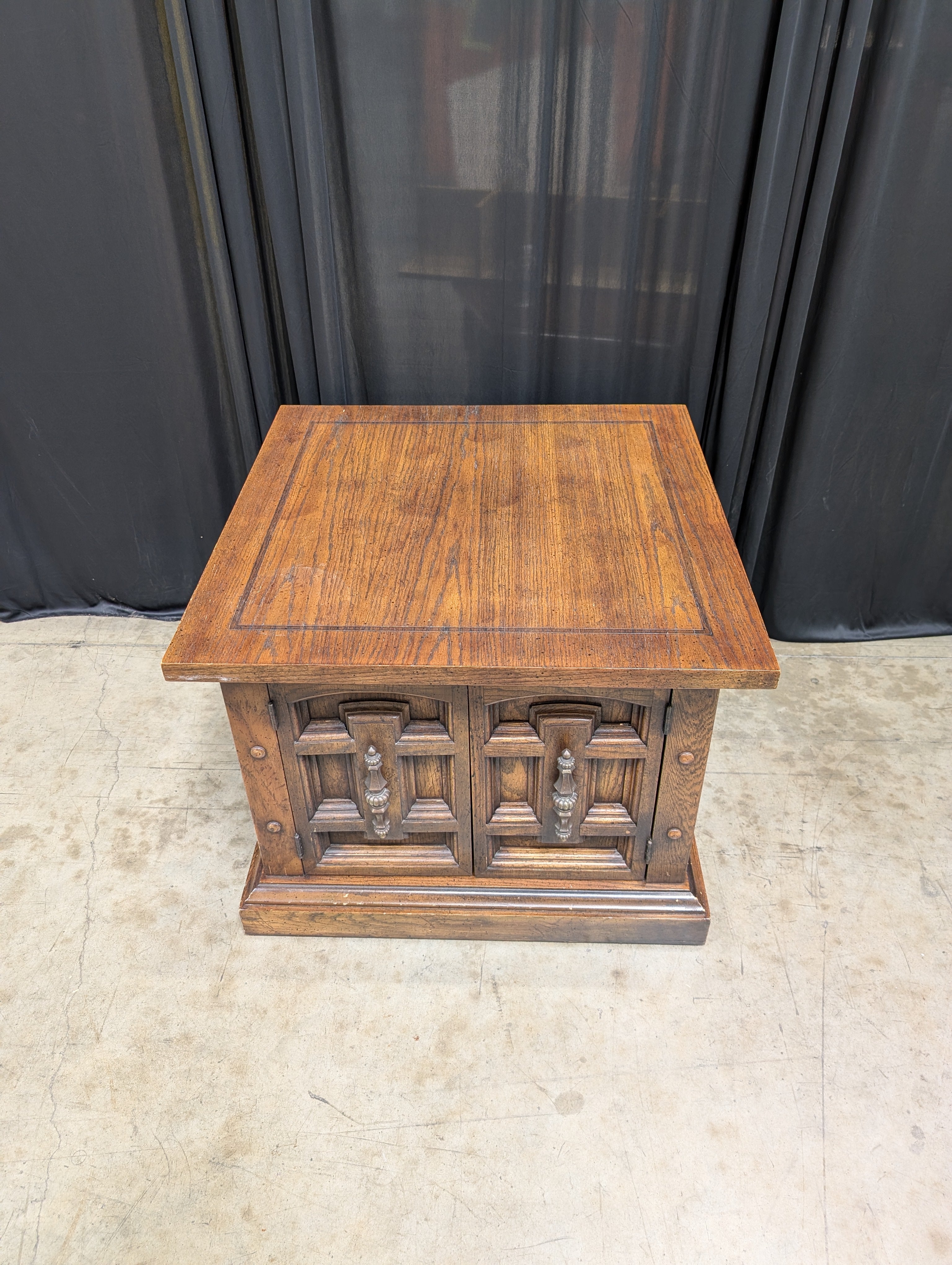 Dark Wood Ornate Panel End Table