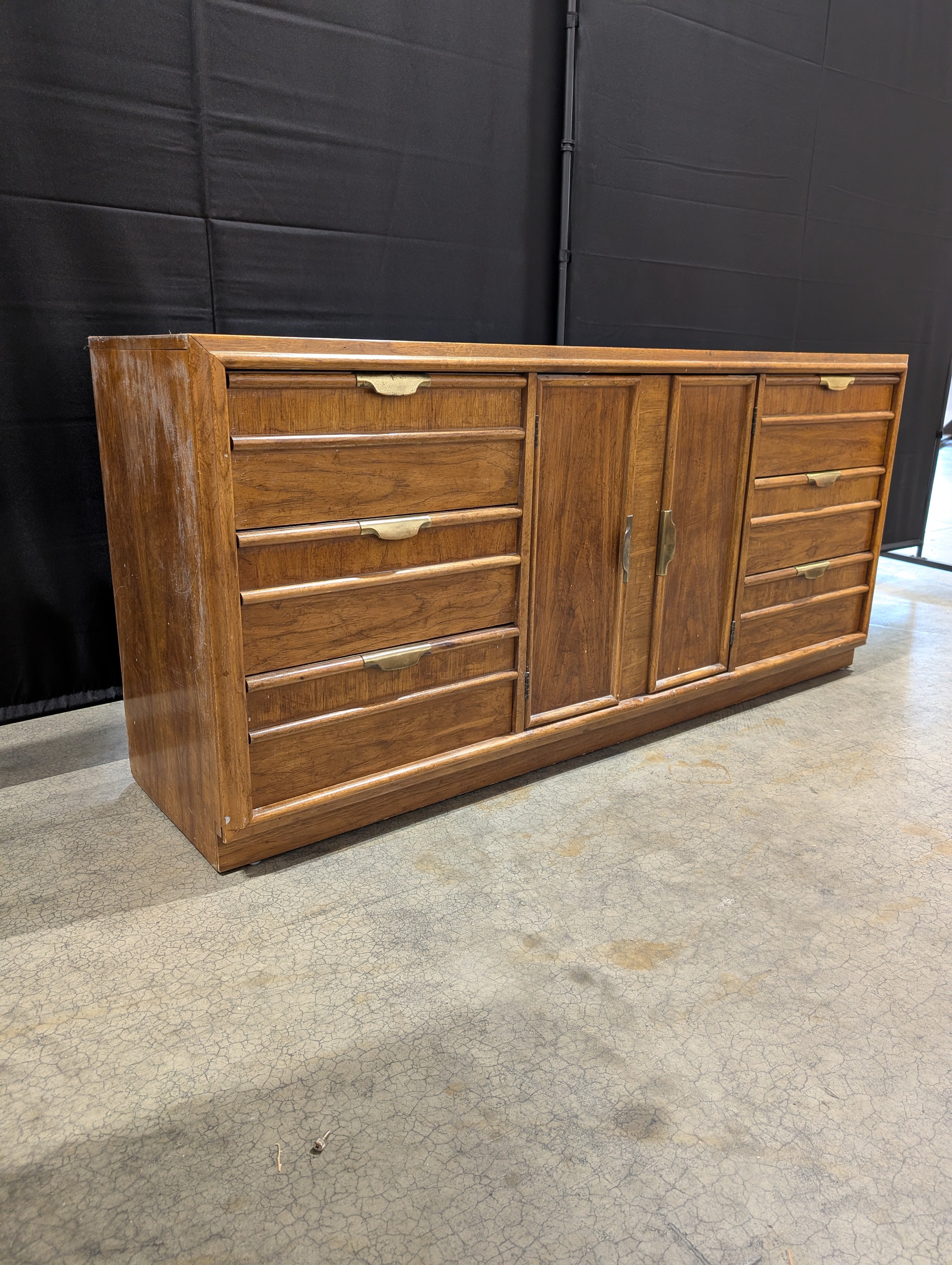 Wood Dixie Triple Dresser with Brass Pulls