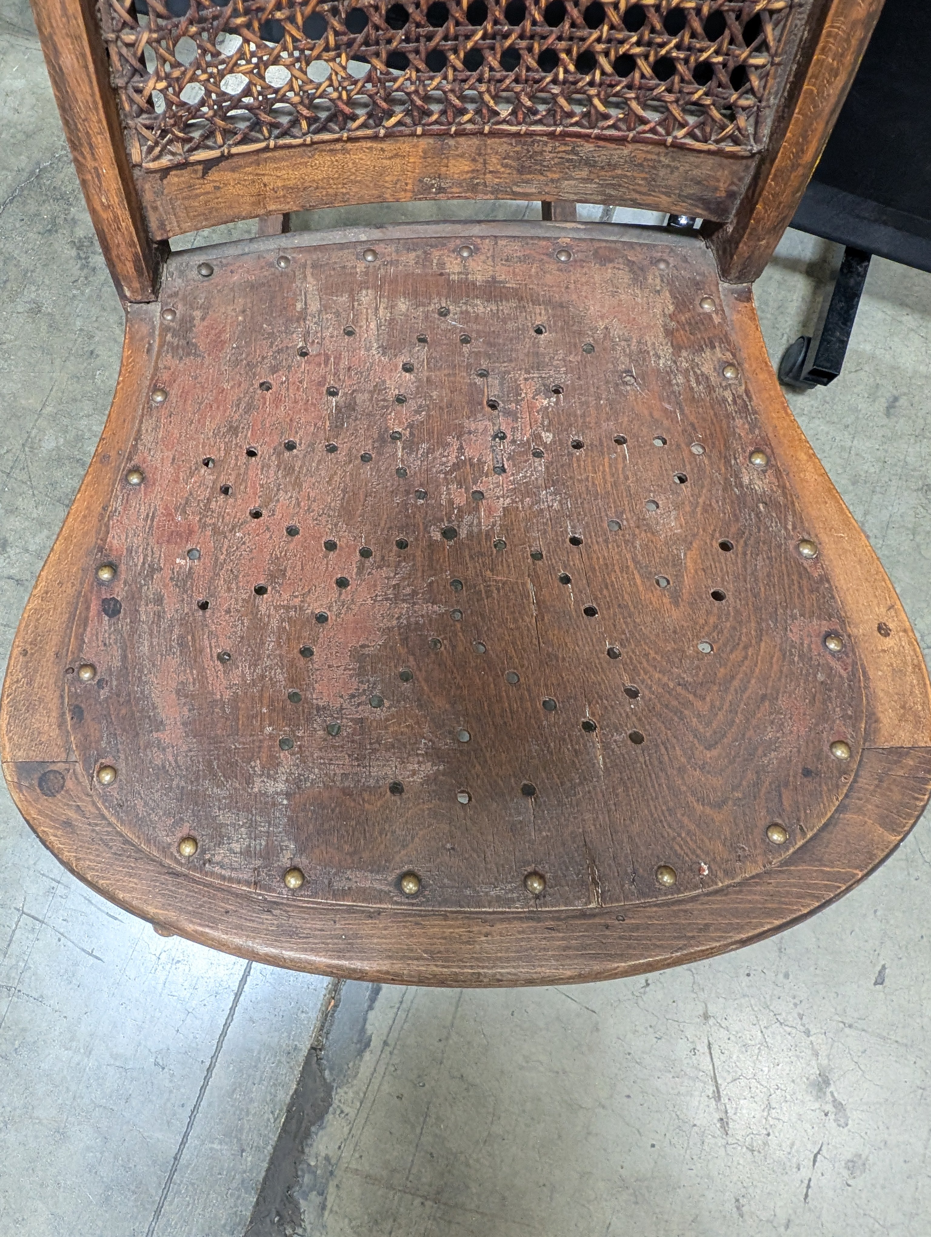 Vintage Wooden Rocking Chair with Cane Backrest