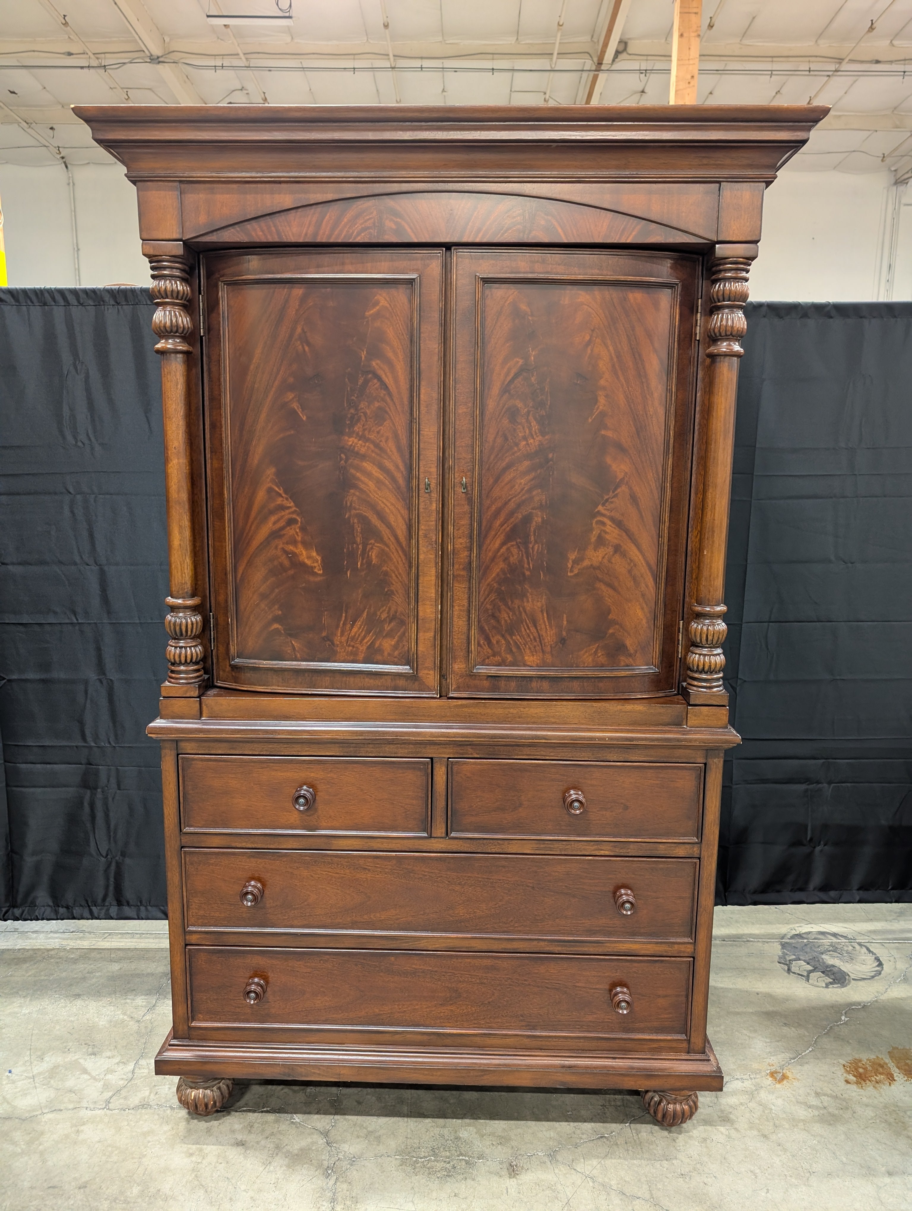 Traditional Dark Hardwood Armoire Dresser Combo