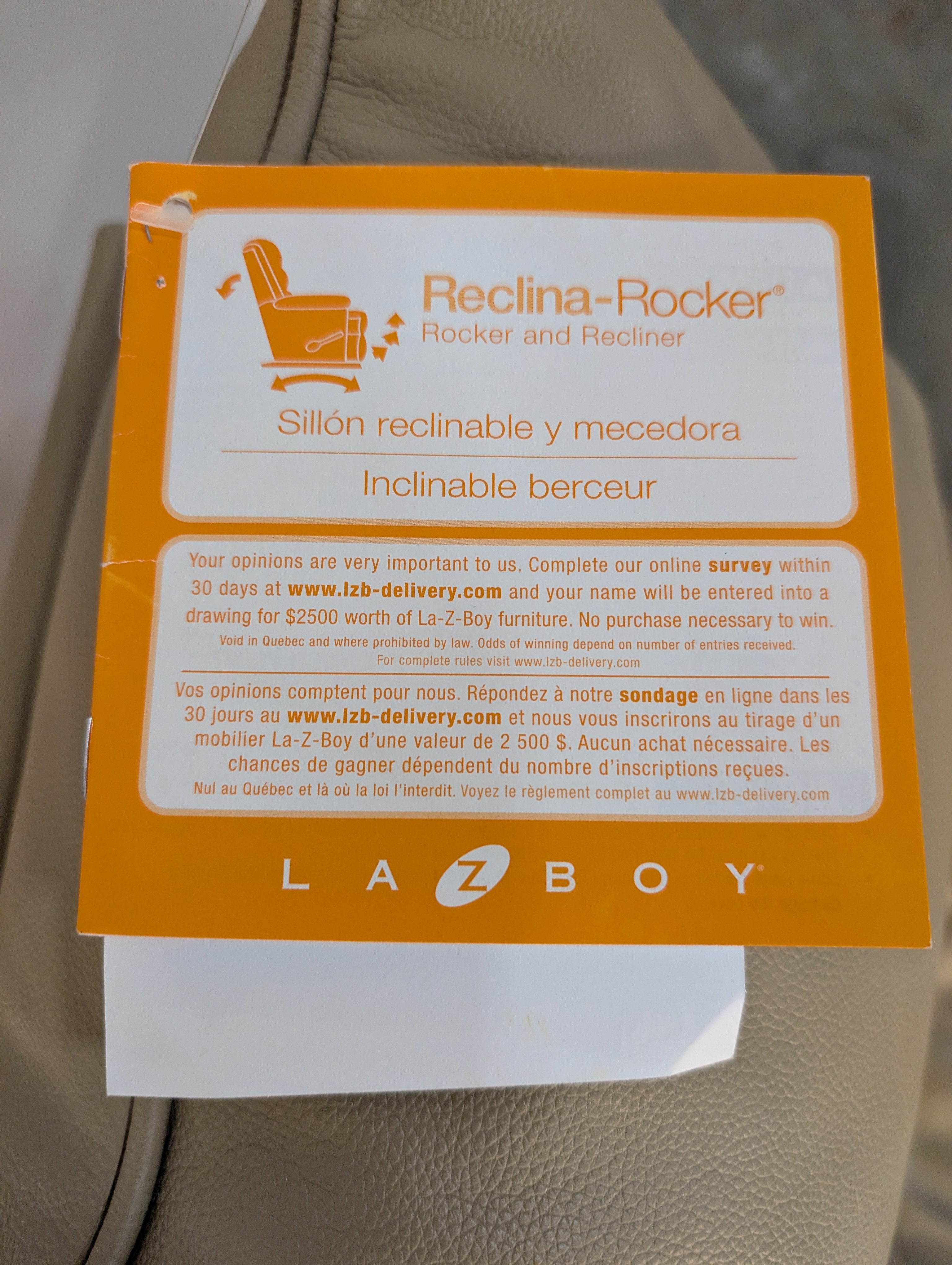 La-Z-Boy Beige Leather Rocker Recliner Chair