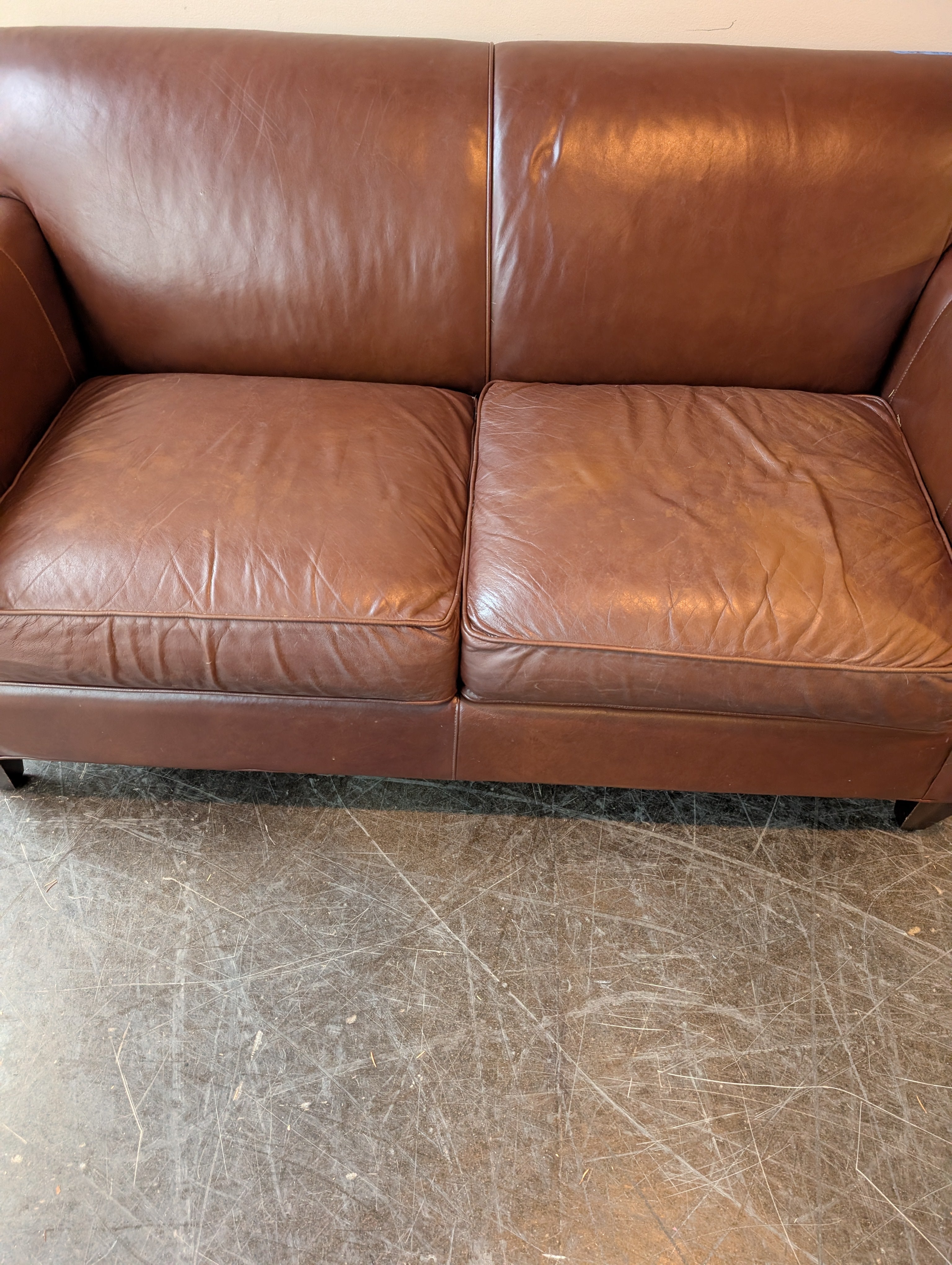 Crate and Barrel Axis 62" Leather Loveseat in Excellent Condition