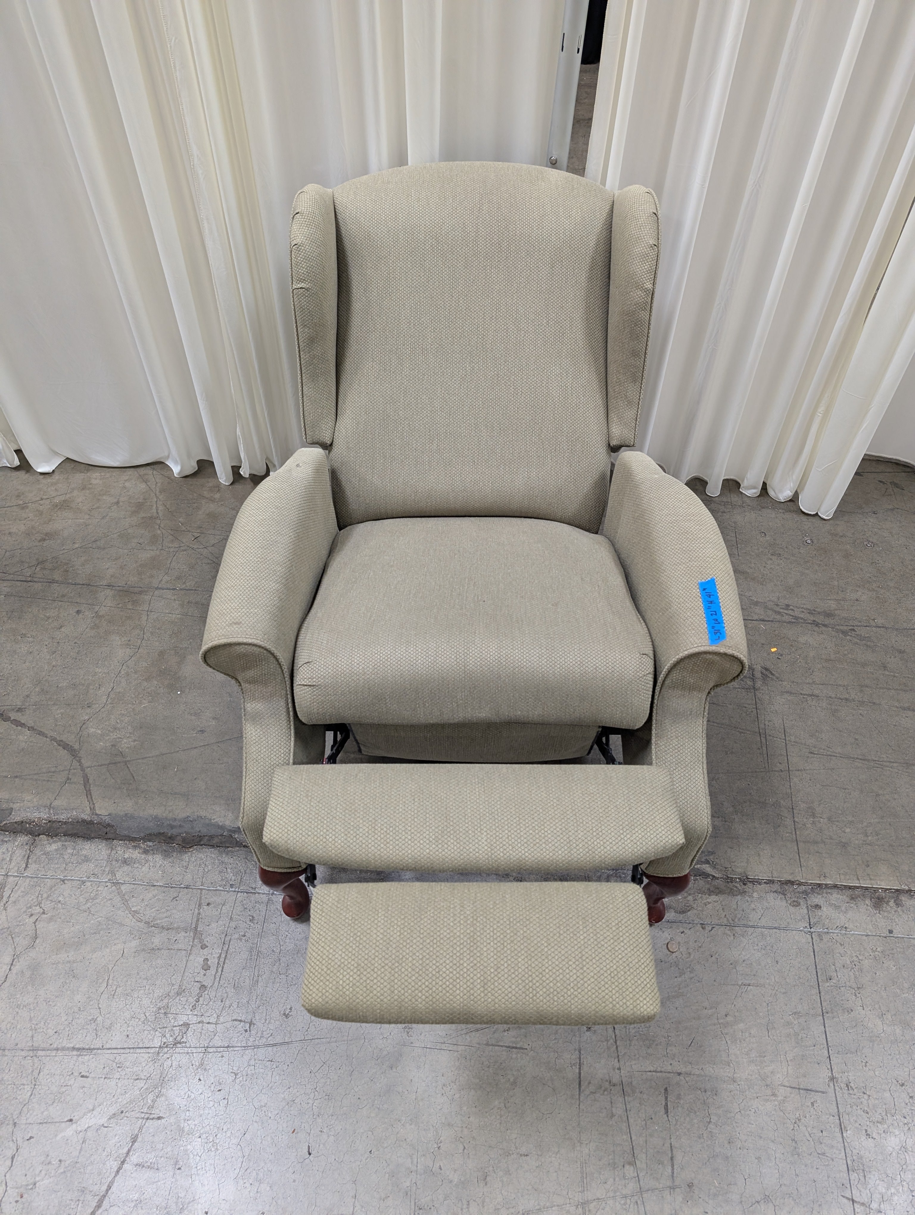 Textured Sage Green Upholstered Recliner with Rolled Arms