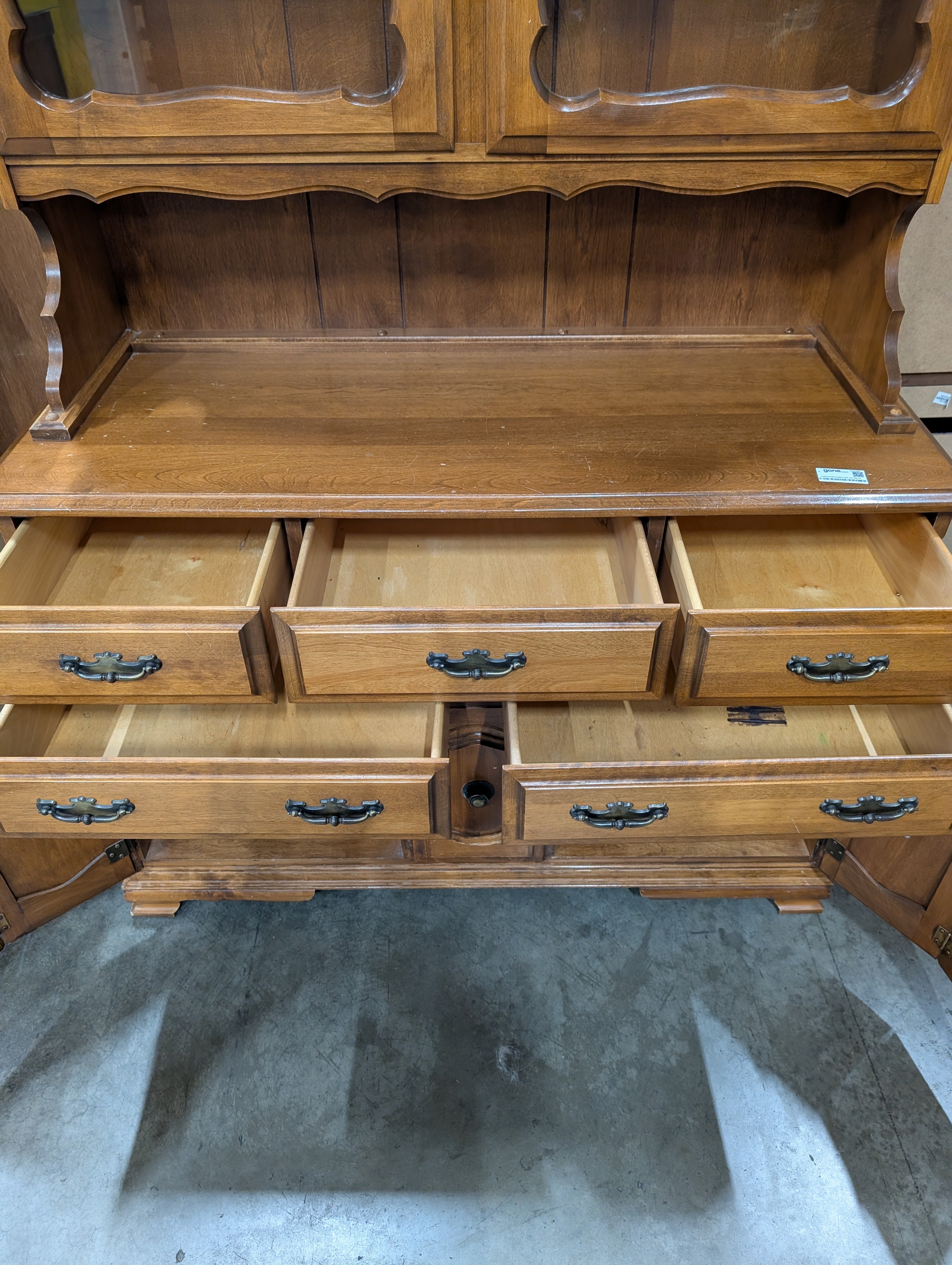 Traditional Wood Display Hutch with Glass Doors and Storage