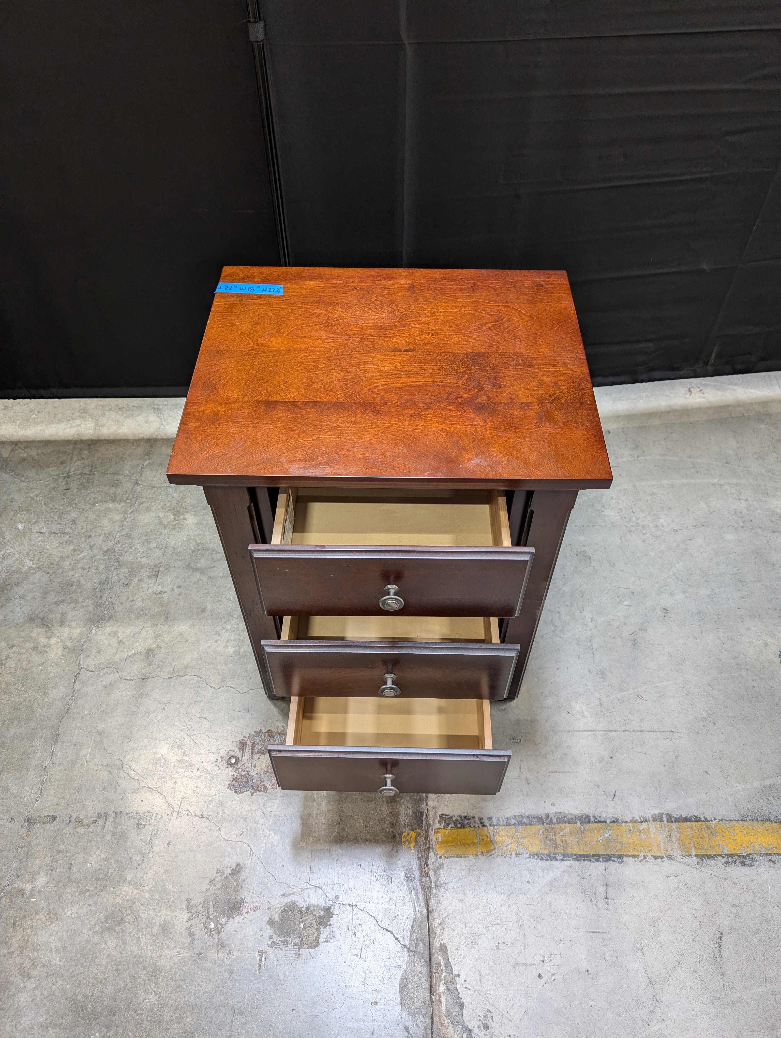 Traditional Brown Wood Three-Drawer Nightstand