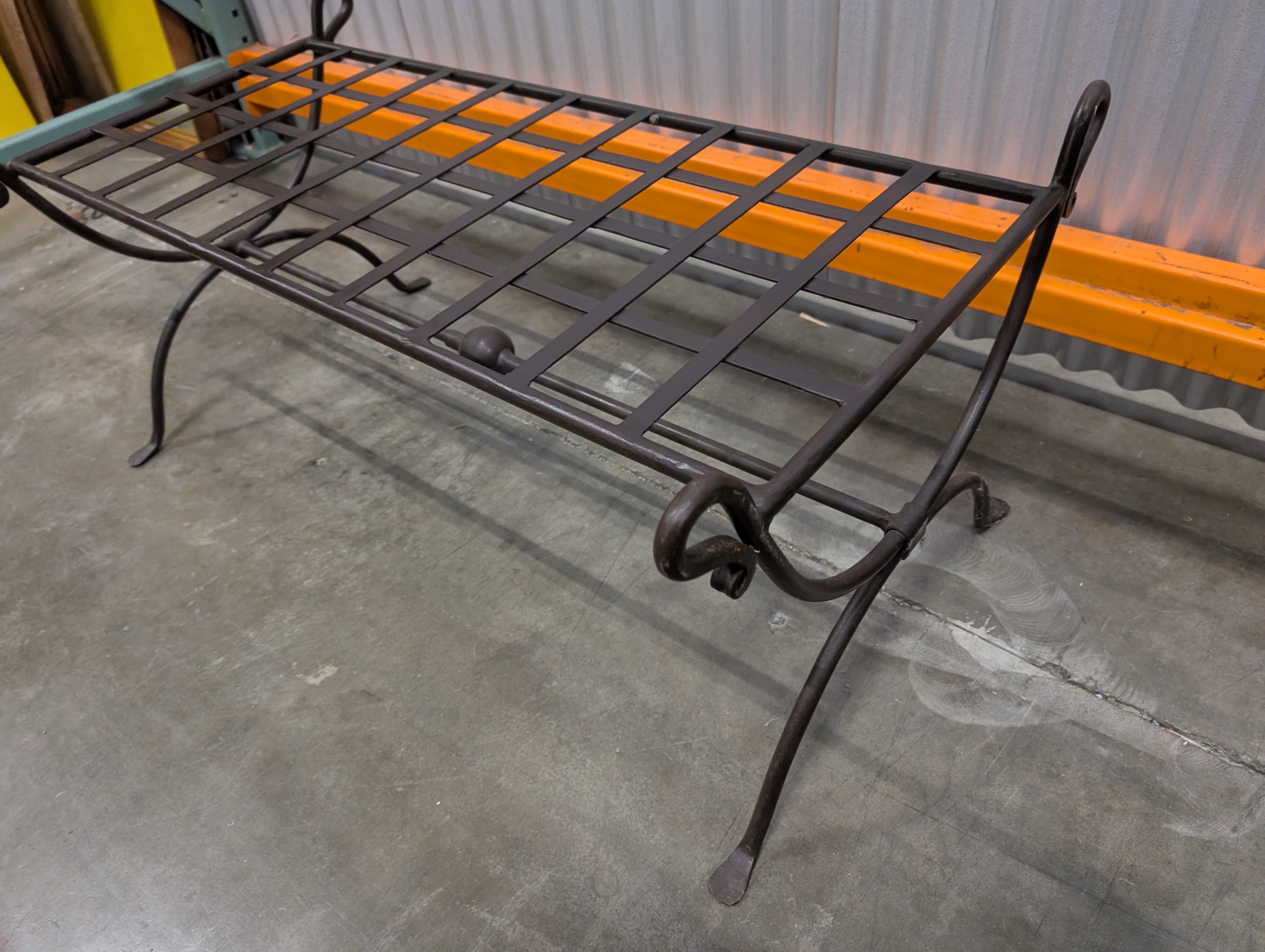 Rustic Dark Metal Grid-Top Plant Stand