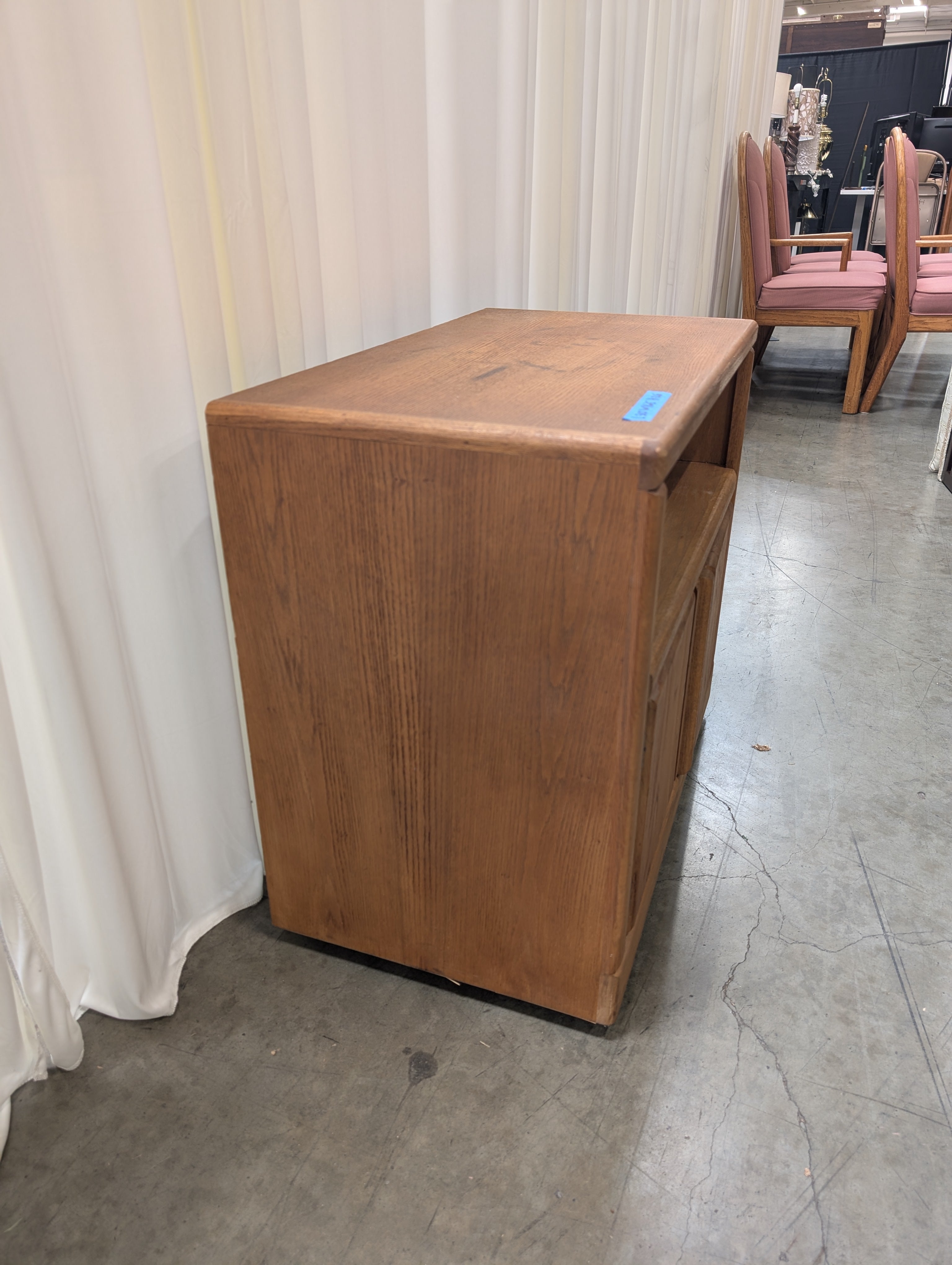 Mid-Century Style Two-Door TV Stand in Oak