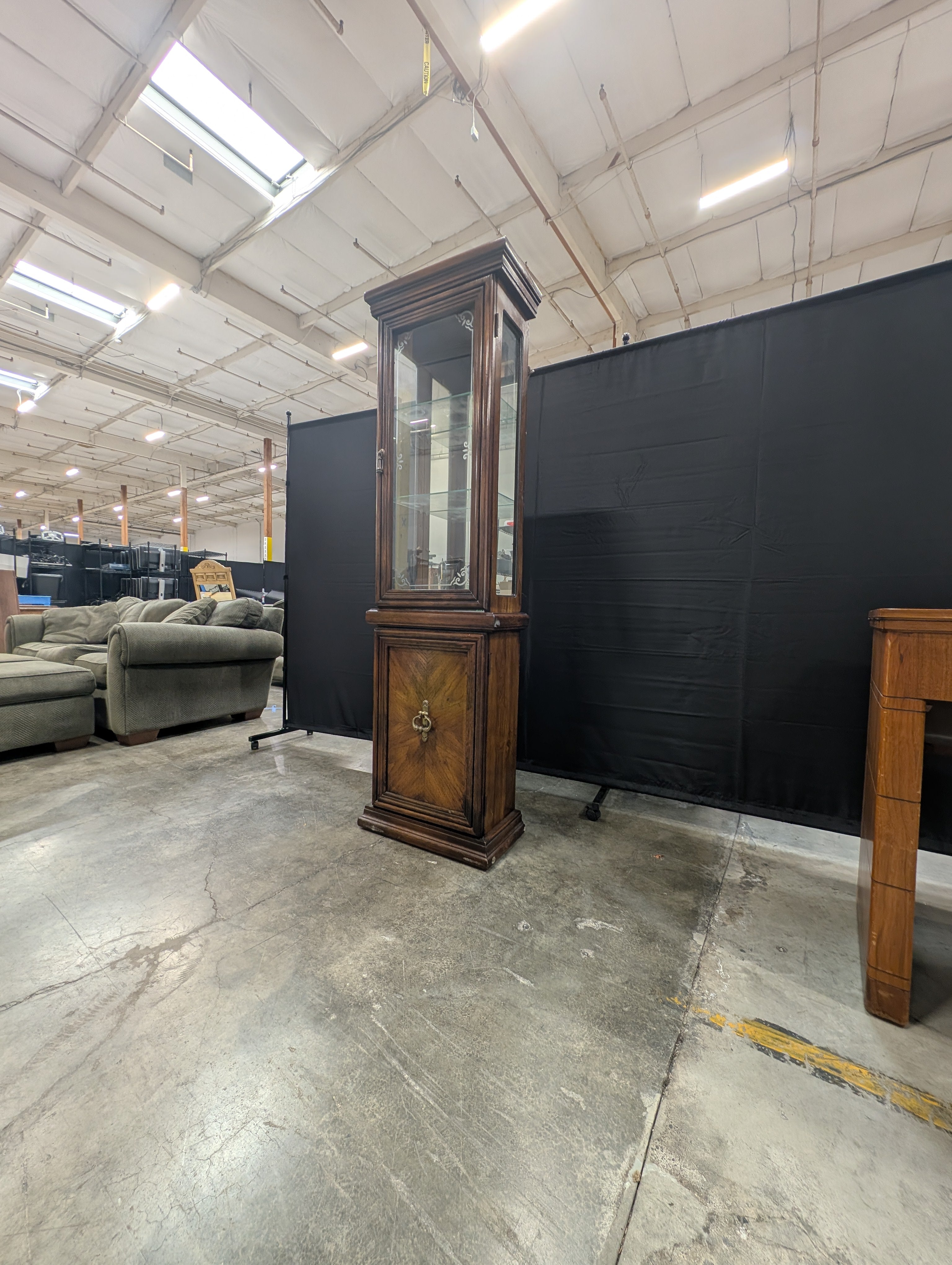 Traditional Hardwood and Glass Curio Display Cabinet