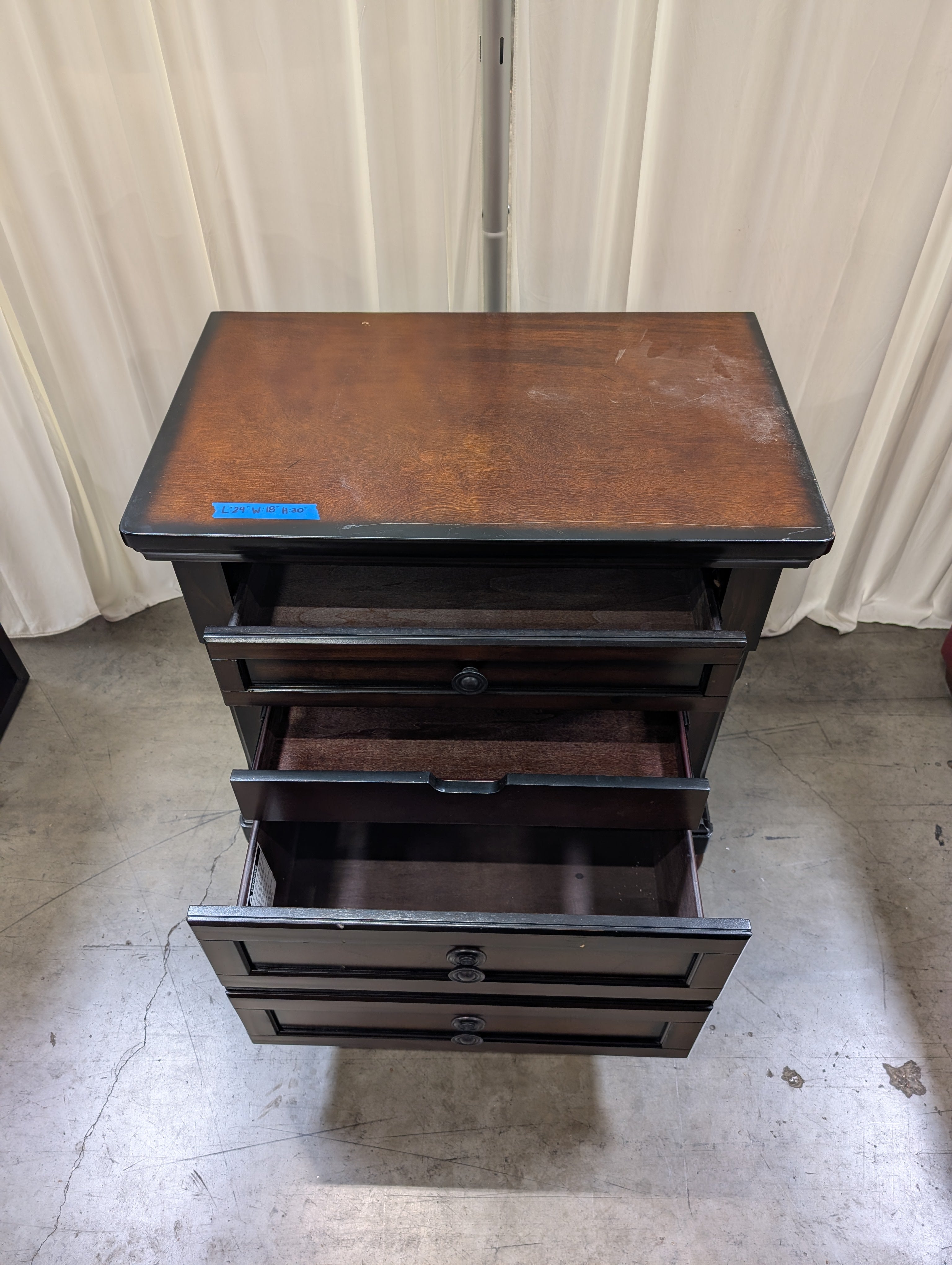 Traditional Dark Cherry Wood Nightstand with Bun Feet