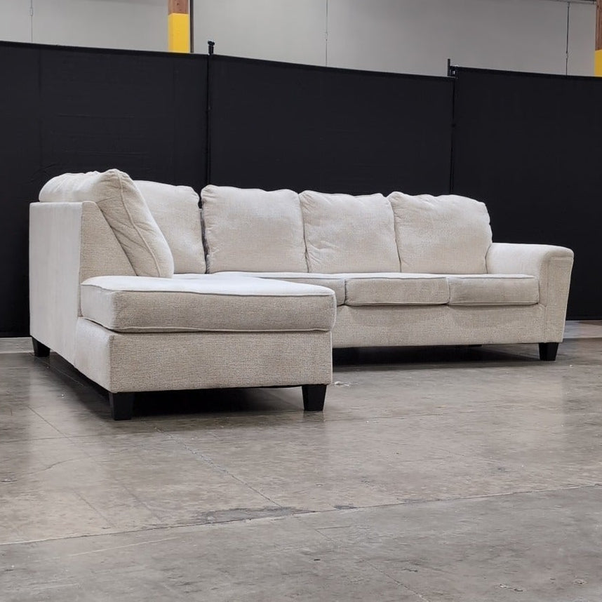 Ashley Furniture "Abinger" 2-Piece Sectional Couch – Natural Cream