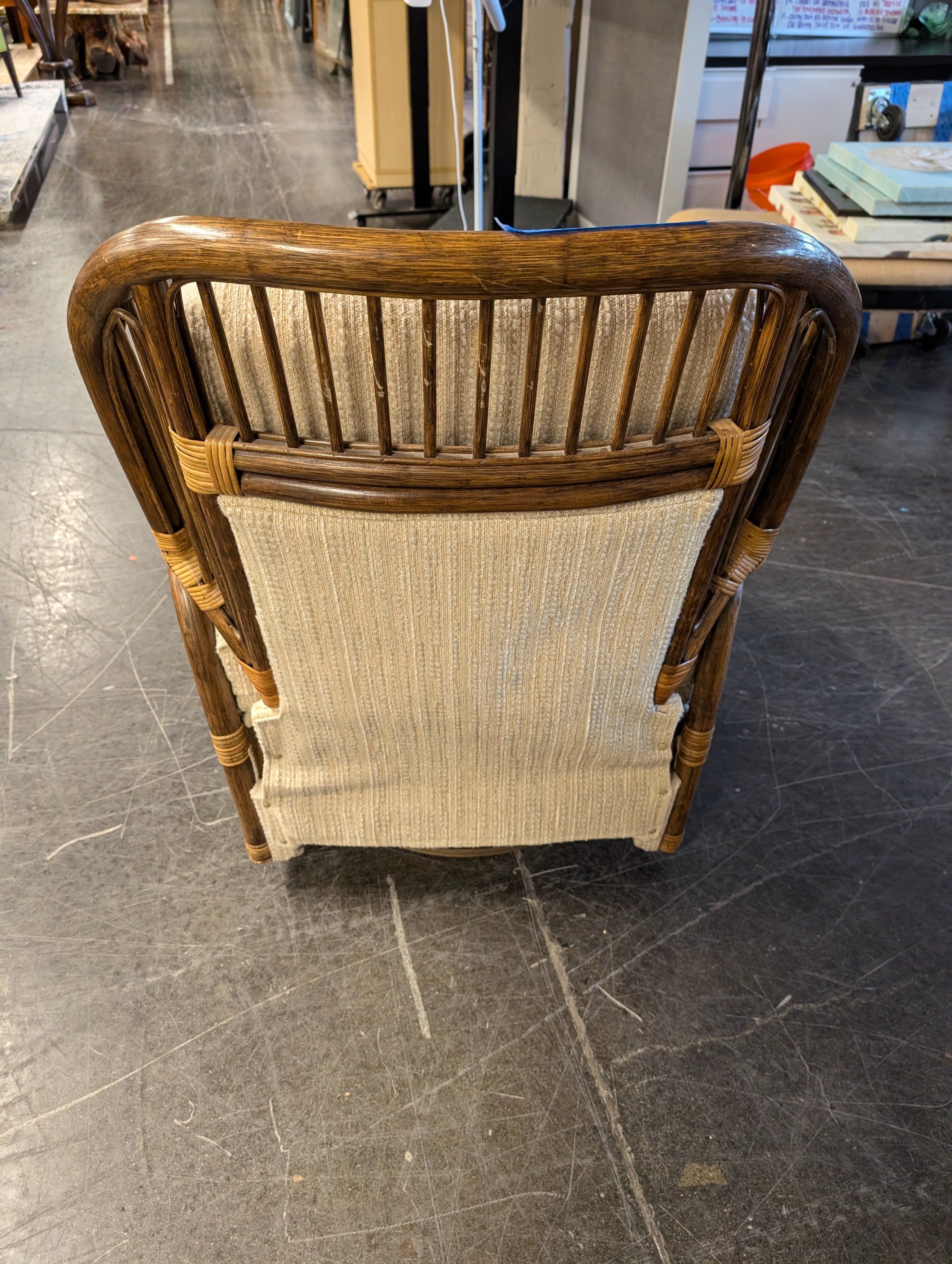 Vintage Bamboo Frame Recliner Chair with Upholstered Cushions
