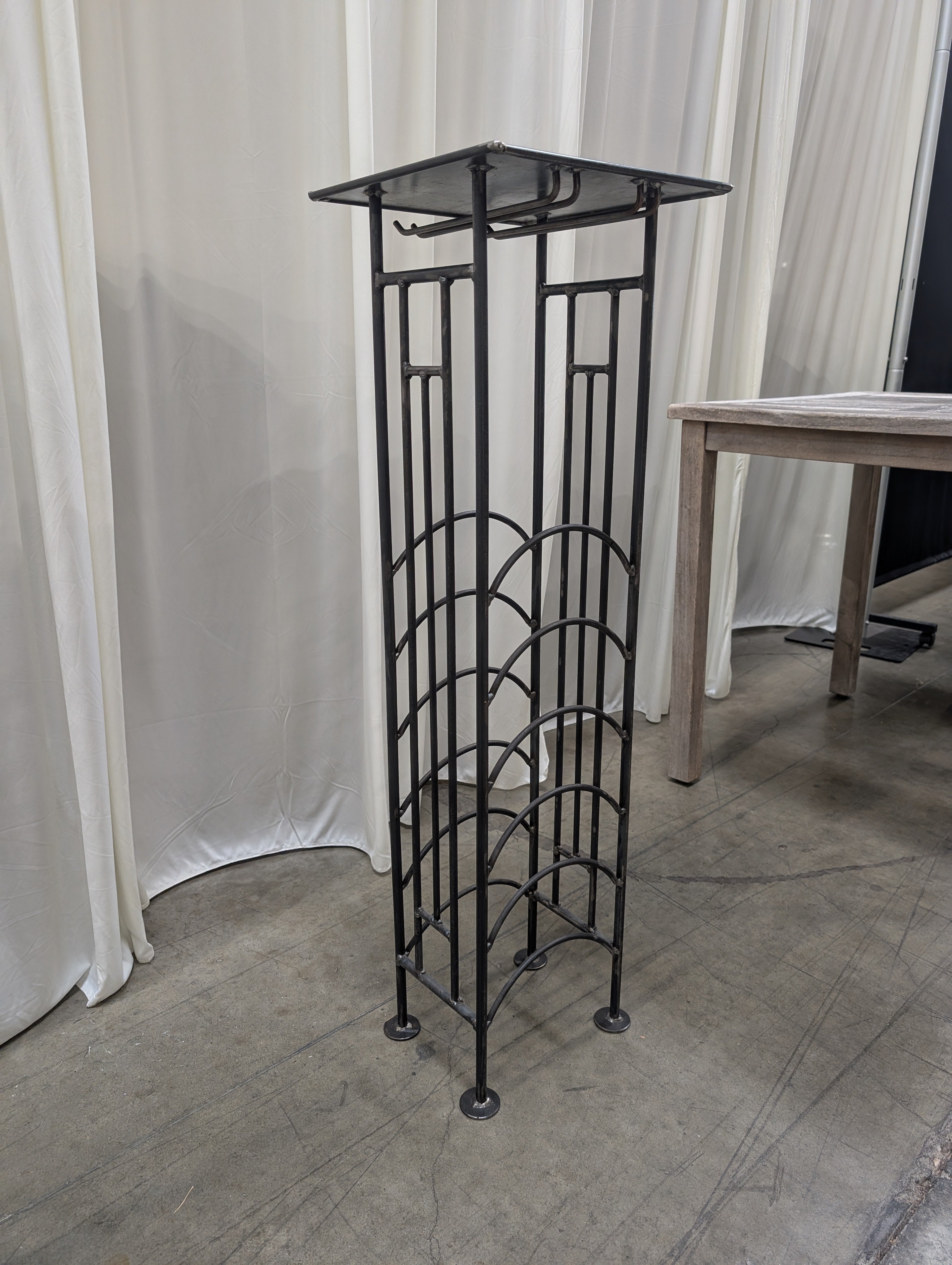 Industrial Dark Gray Metal Plant Stand